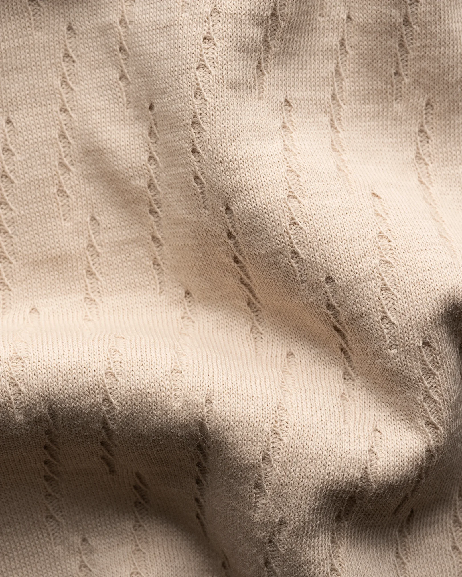 Eton - jacquard open collar polo shirt beige