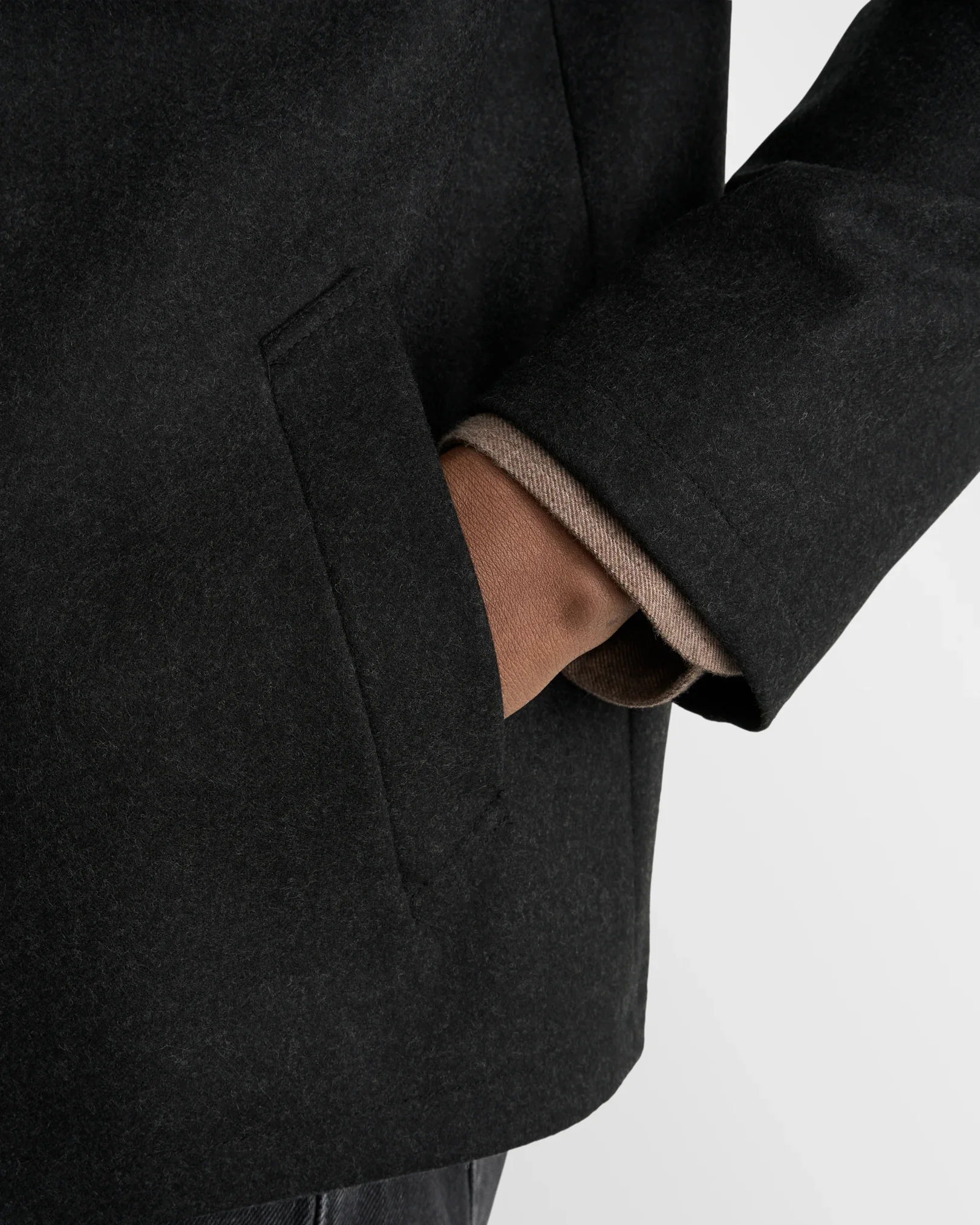 Eton - black wool harrington full zip jacket