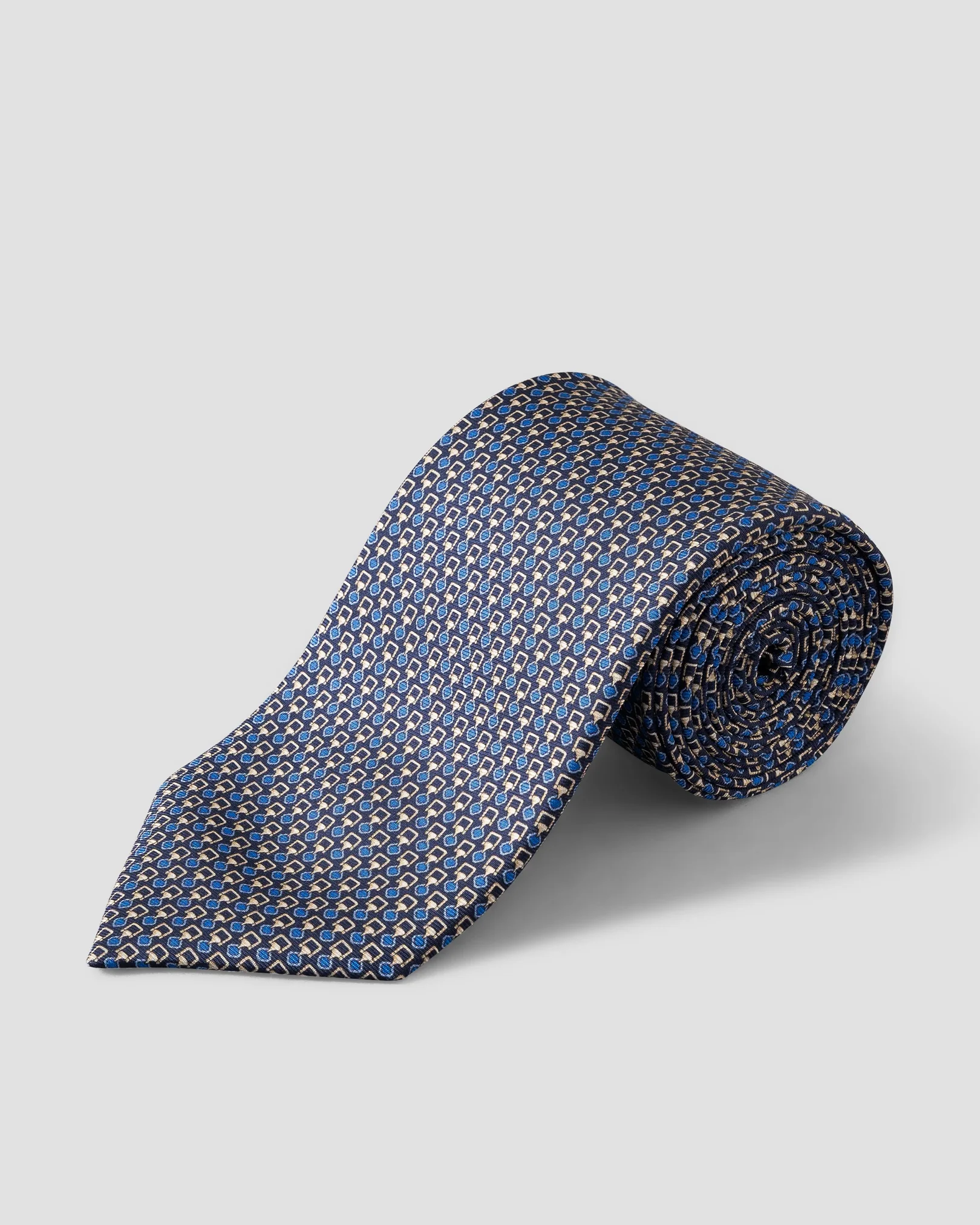 Eton - geometric print silk tie navy blue geometric print silk tie