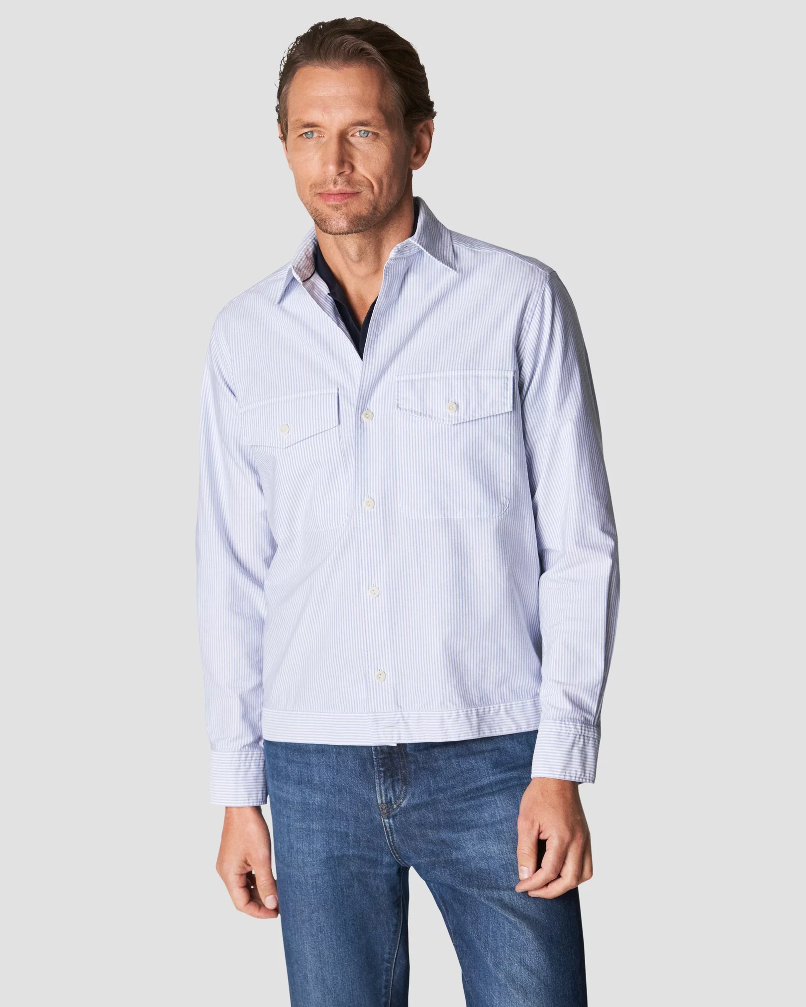 Eton - mid blue oxford overshirt