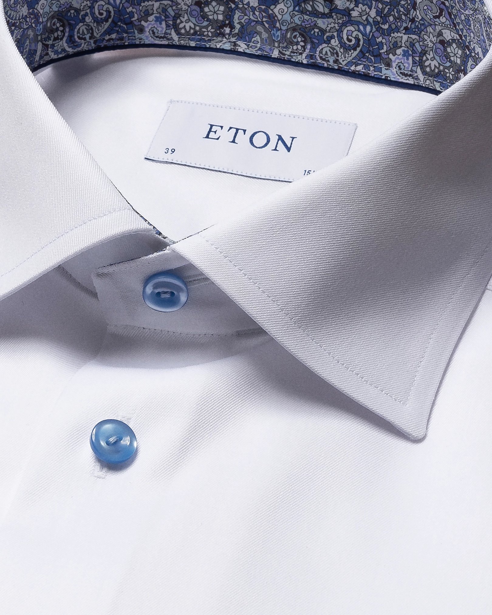 Eton - white signature twill shirt paisley details