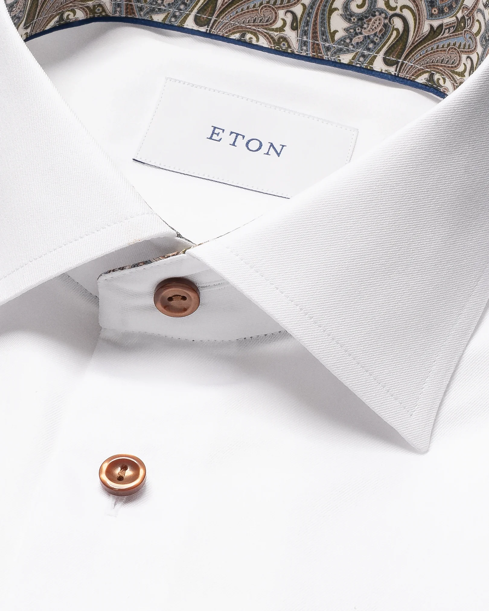 Eton - white paisley effect signature twill shirt