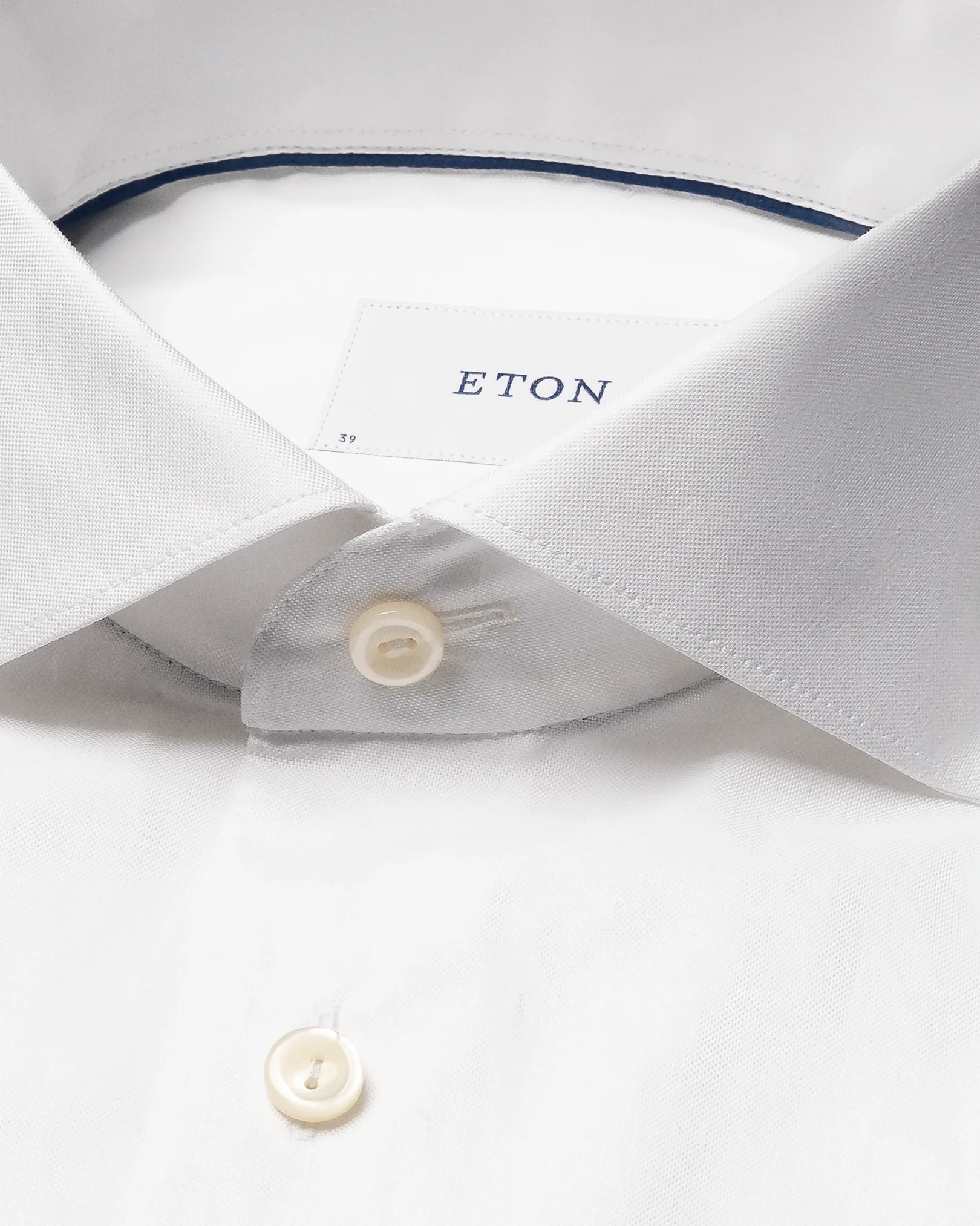 Eton - white solid signature oxford shirt wide spread rounded single slim