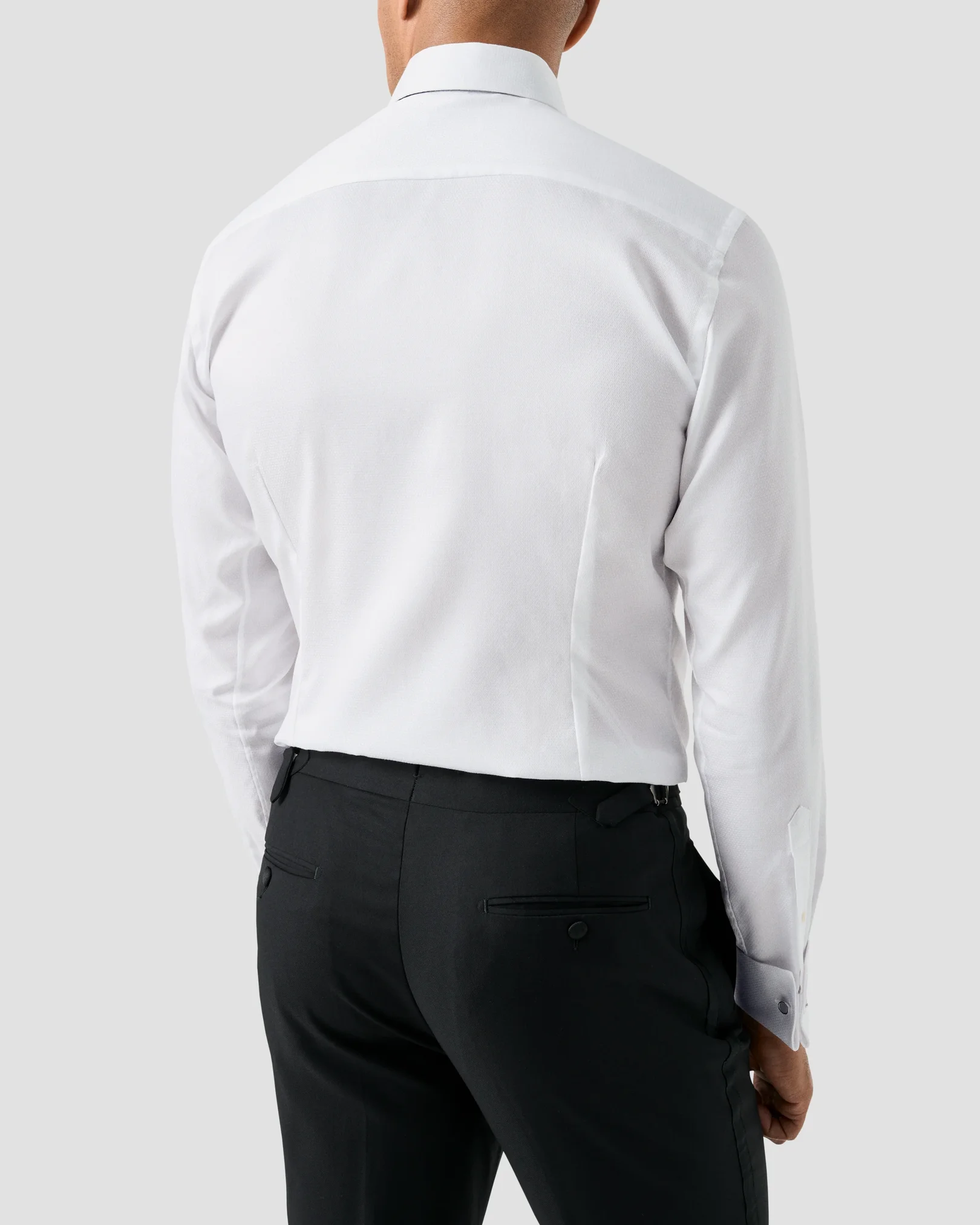 Eton - white fly front evening dobby shirt