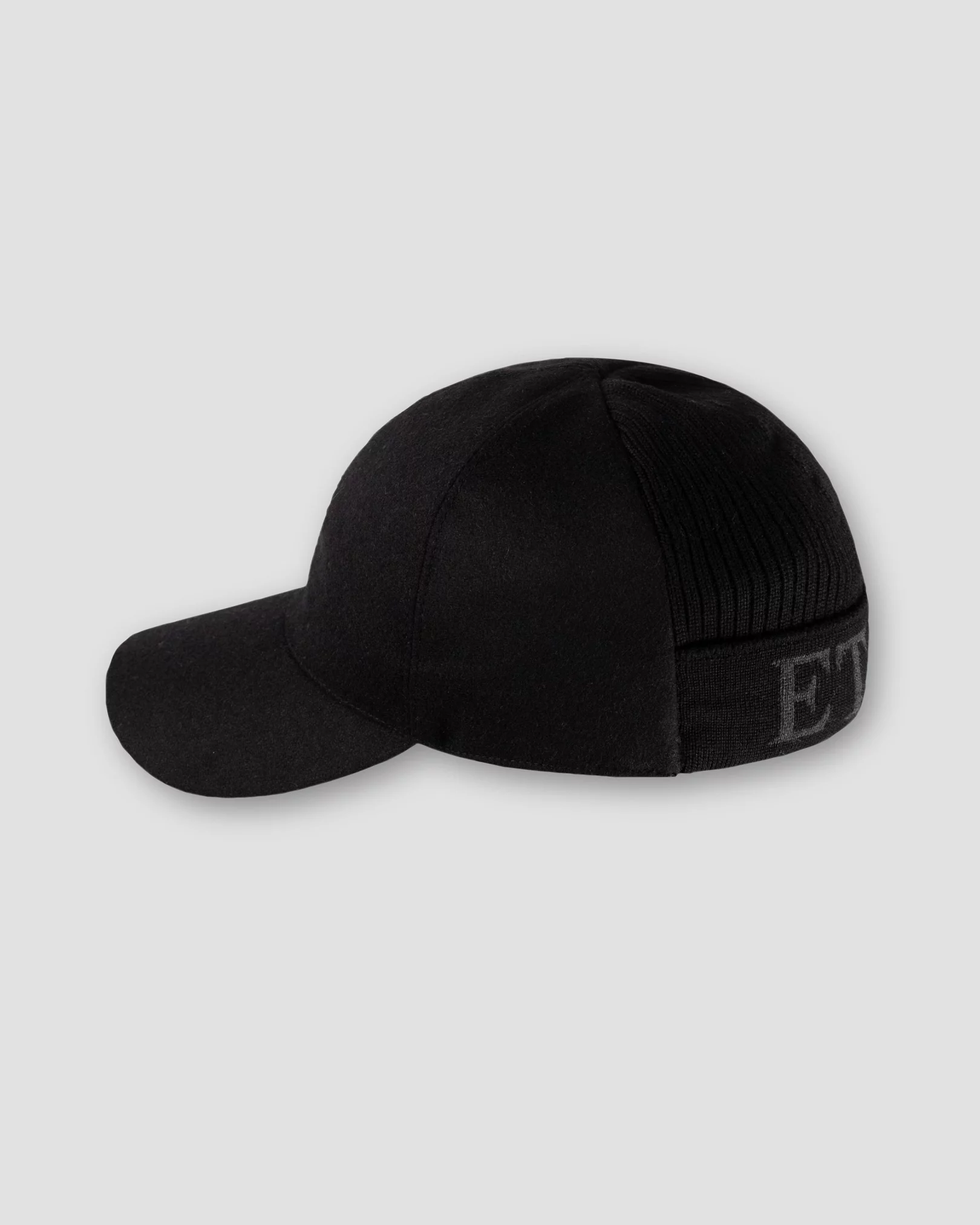 Eton - charcoal black flannel logo baseball cap