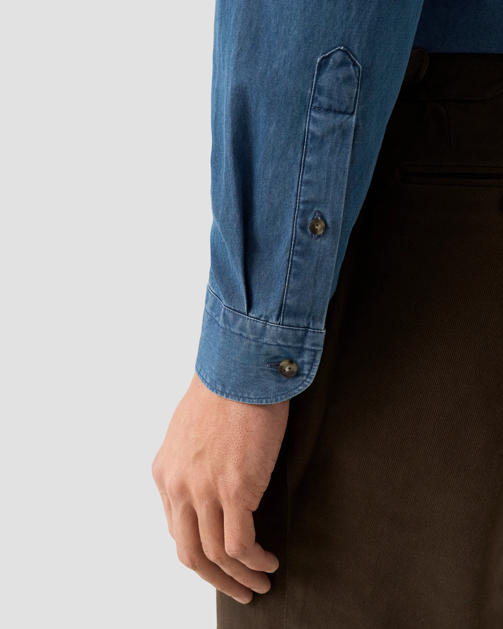 Eton - navy blue lightweight denim shirt wide spread 258