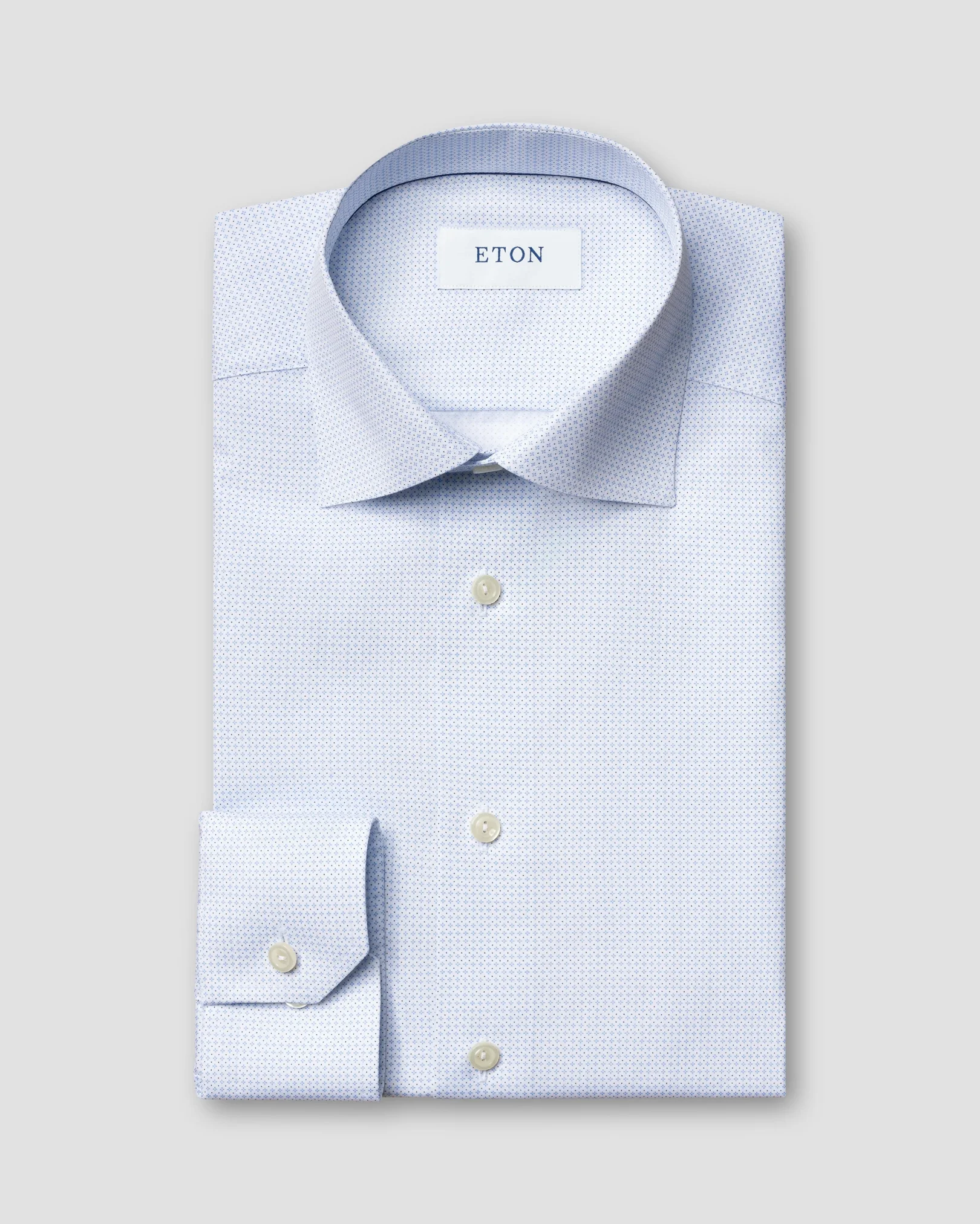 Eton - Light Blue Micro Print Poplin Shirt