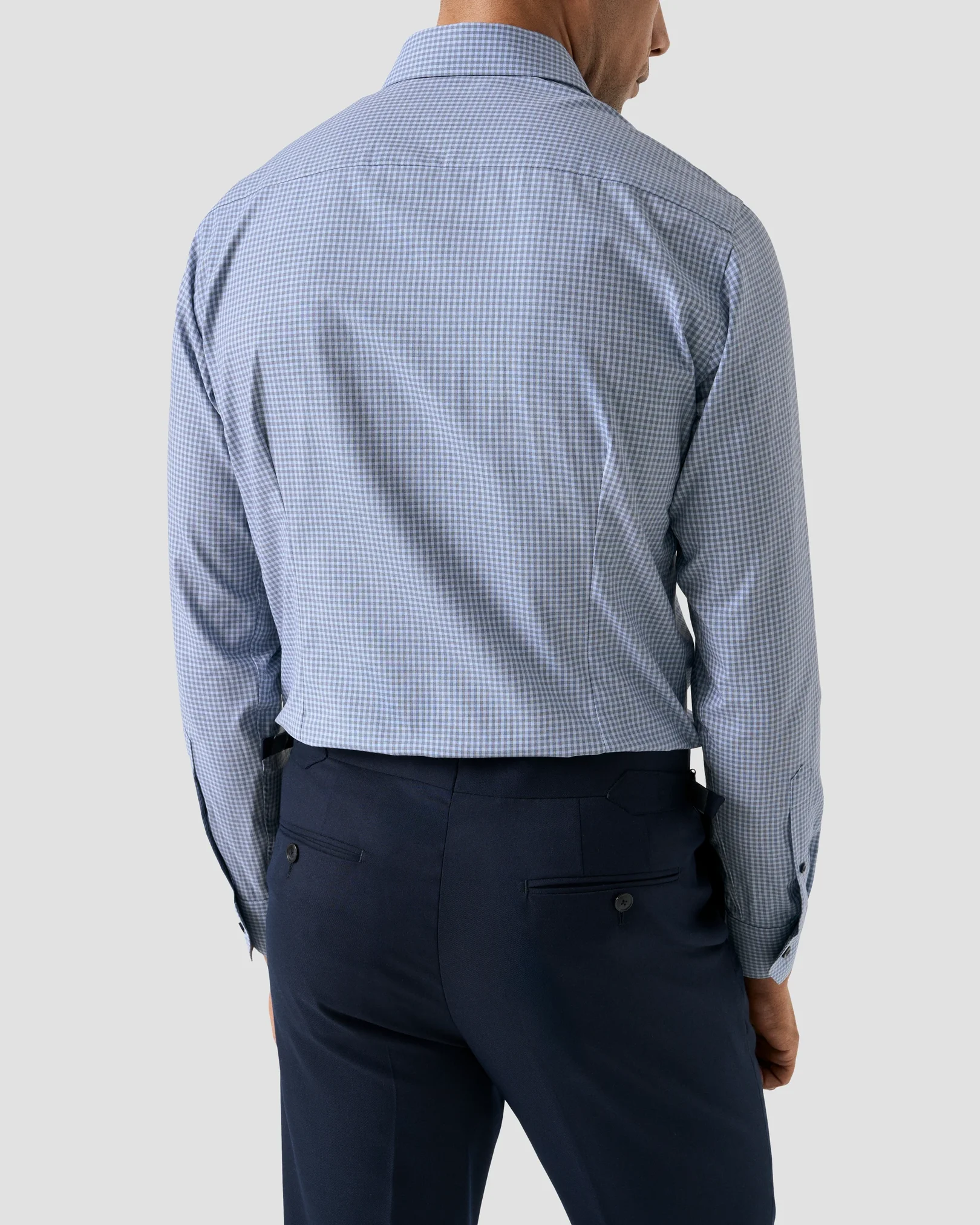 Eton - dark blue check twill shirt