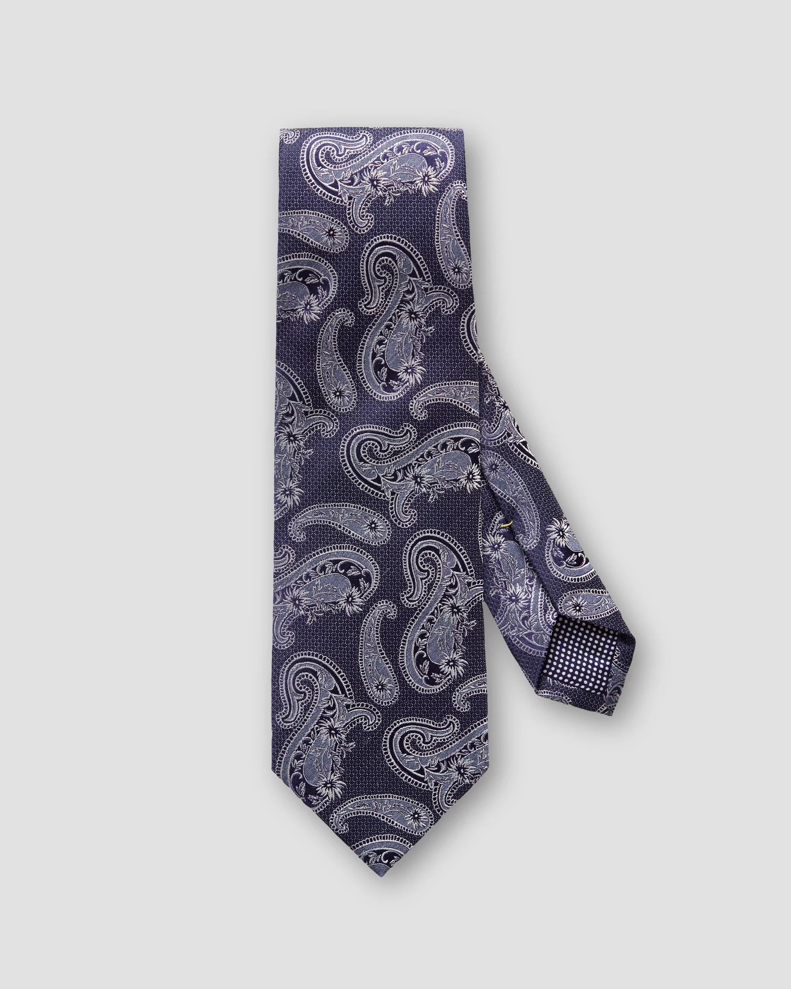 Eton - navy blue printed paisley tie