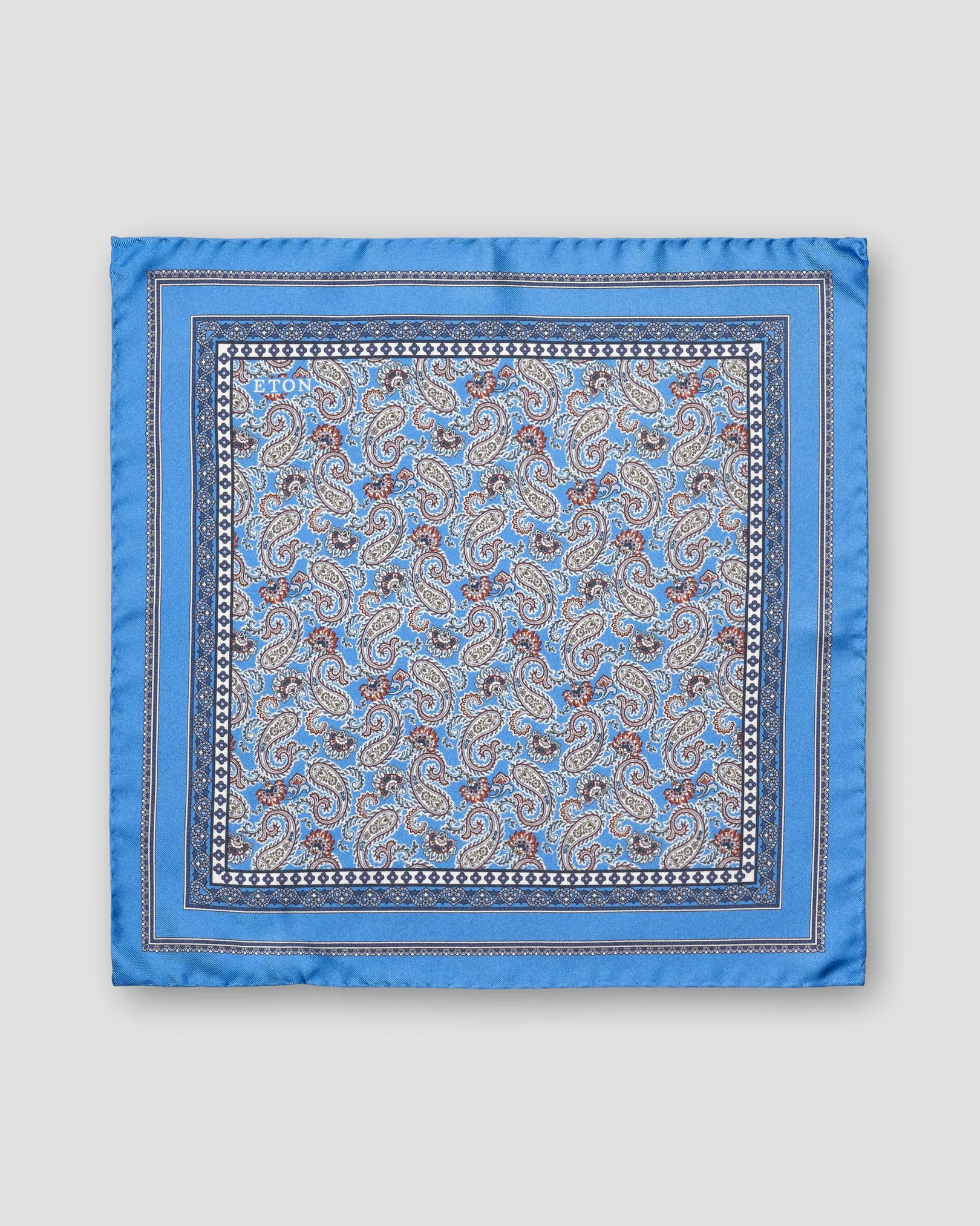 Eton - blue paisley silk twill pocket square