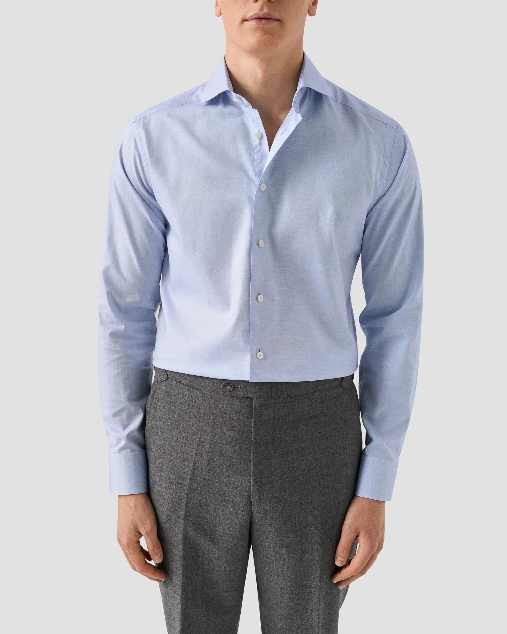 Eton - mid blue solid signature oxford shirt 261