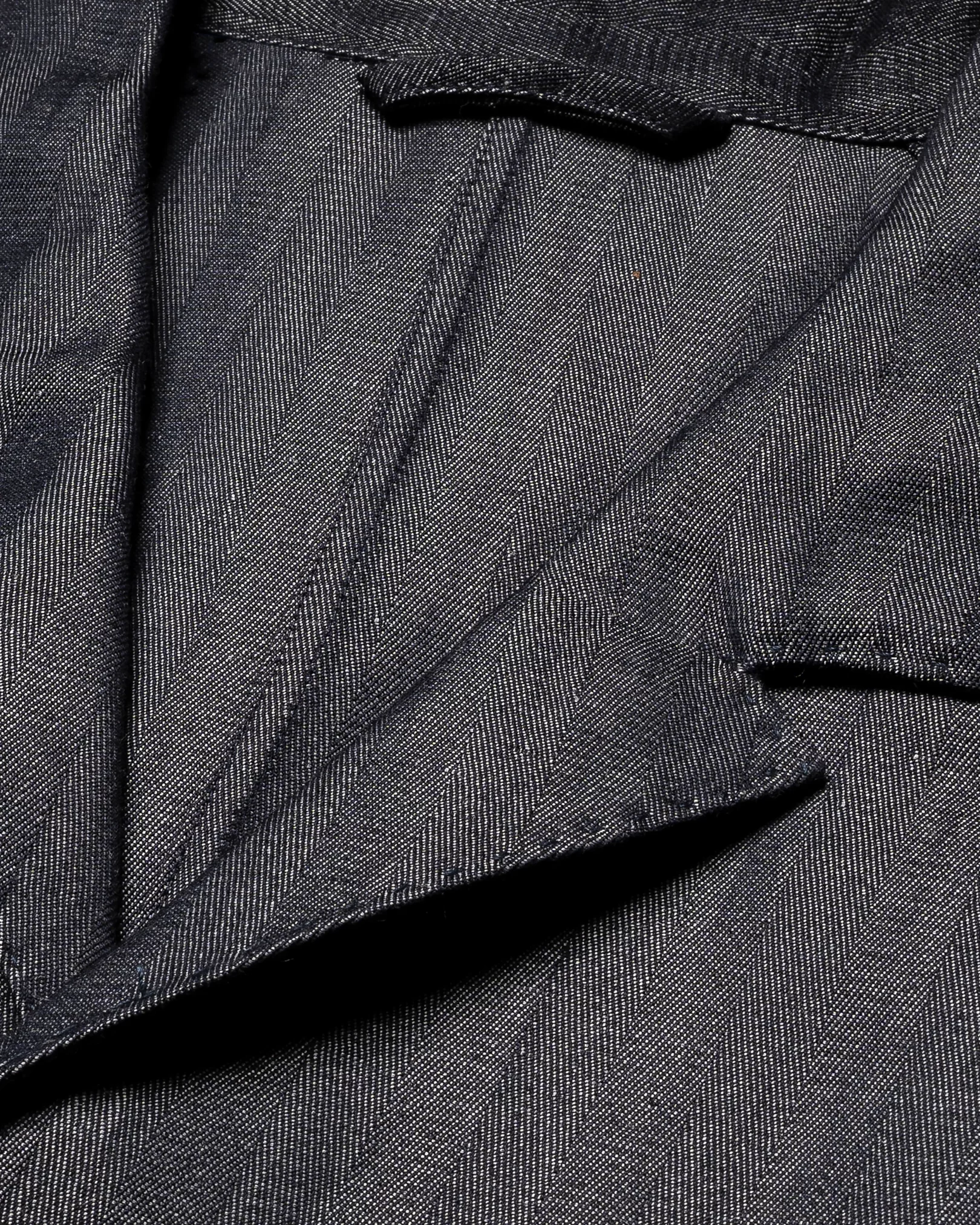 Navy Herringbone Linen Wool Cashmere Overshirt - Eton