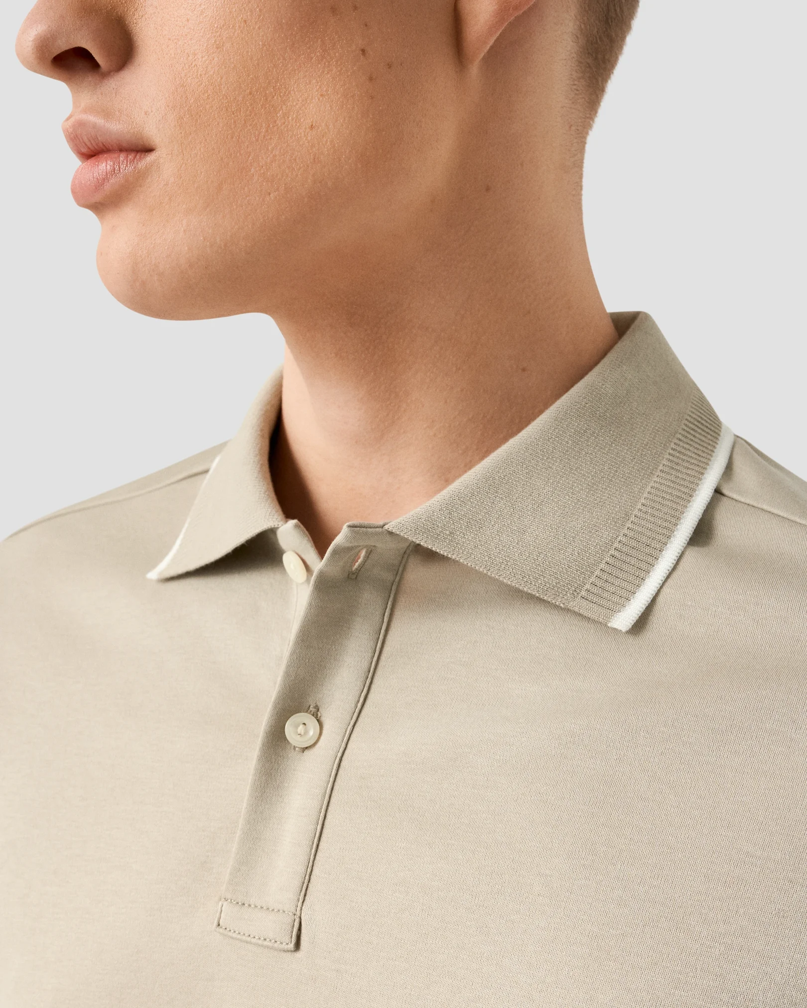 Eton - beige cotton interlock polo shirt