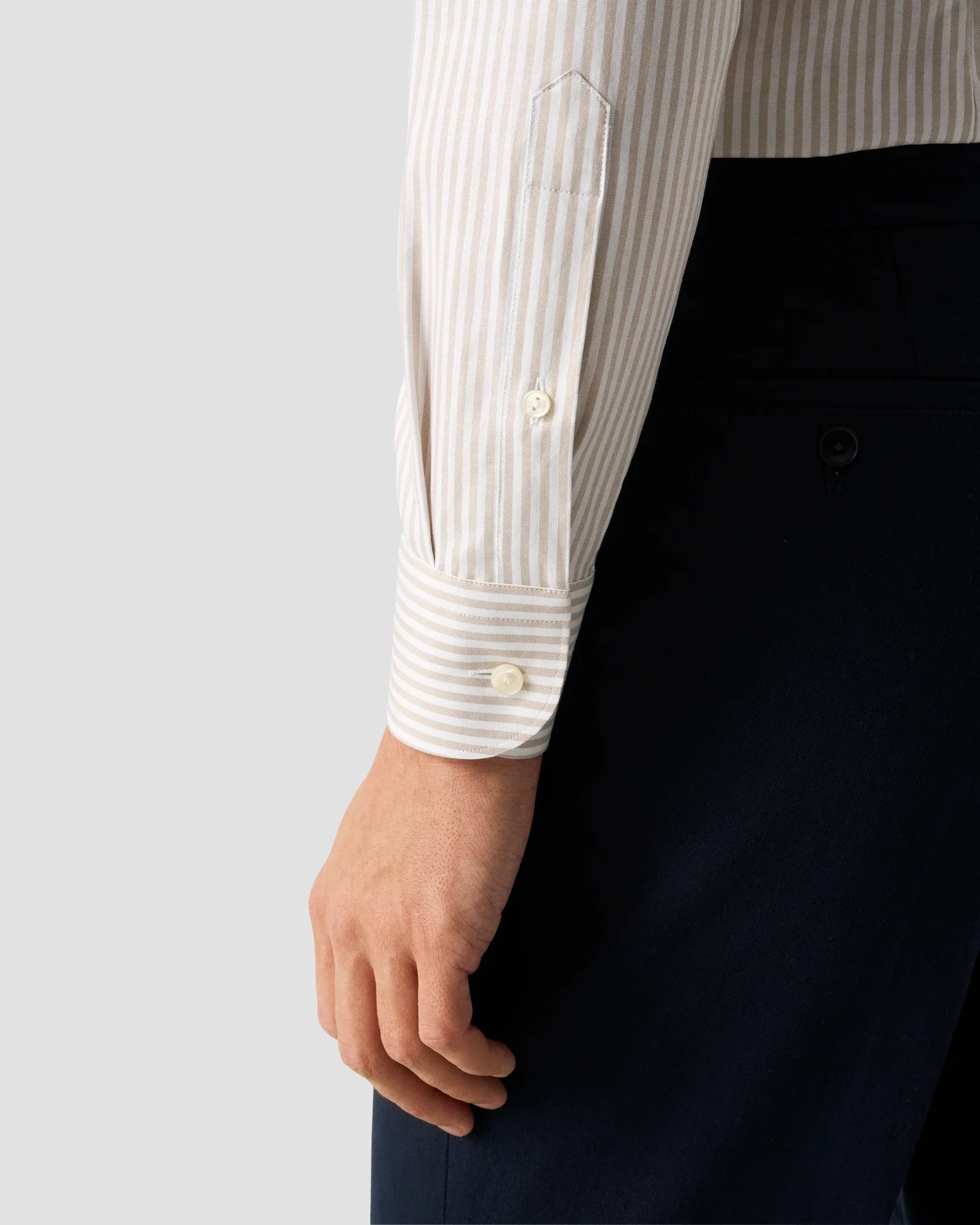 Eton - beige stripe signature oxford shirt