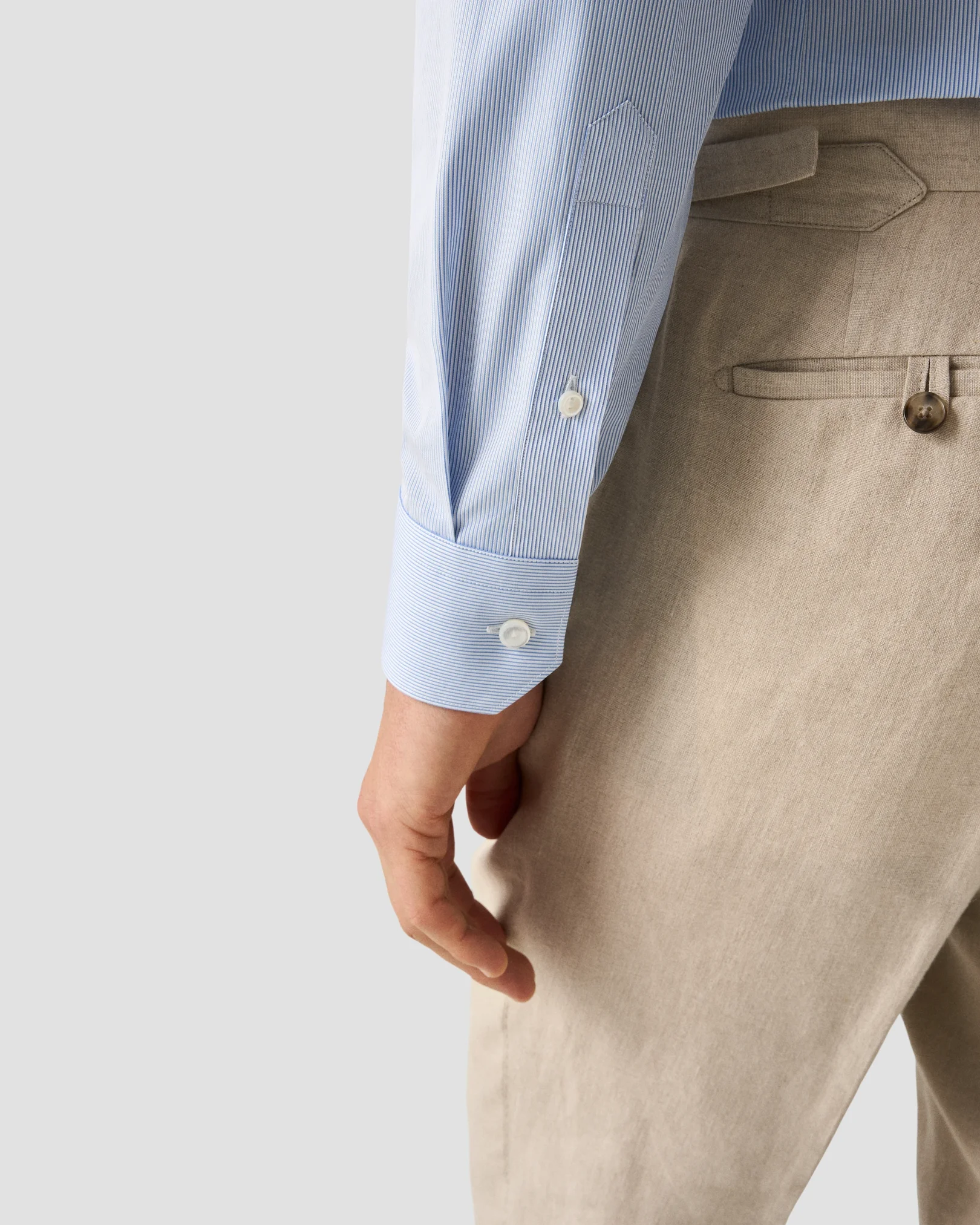 Eton - light blue fine striped elevated pique shirt