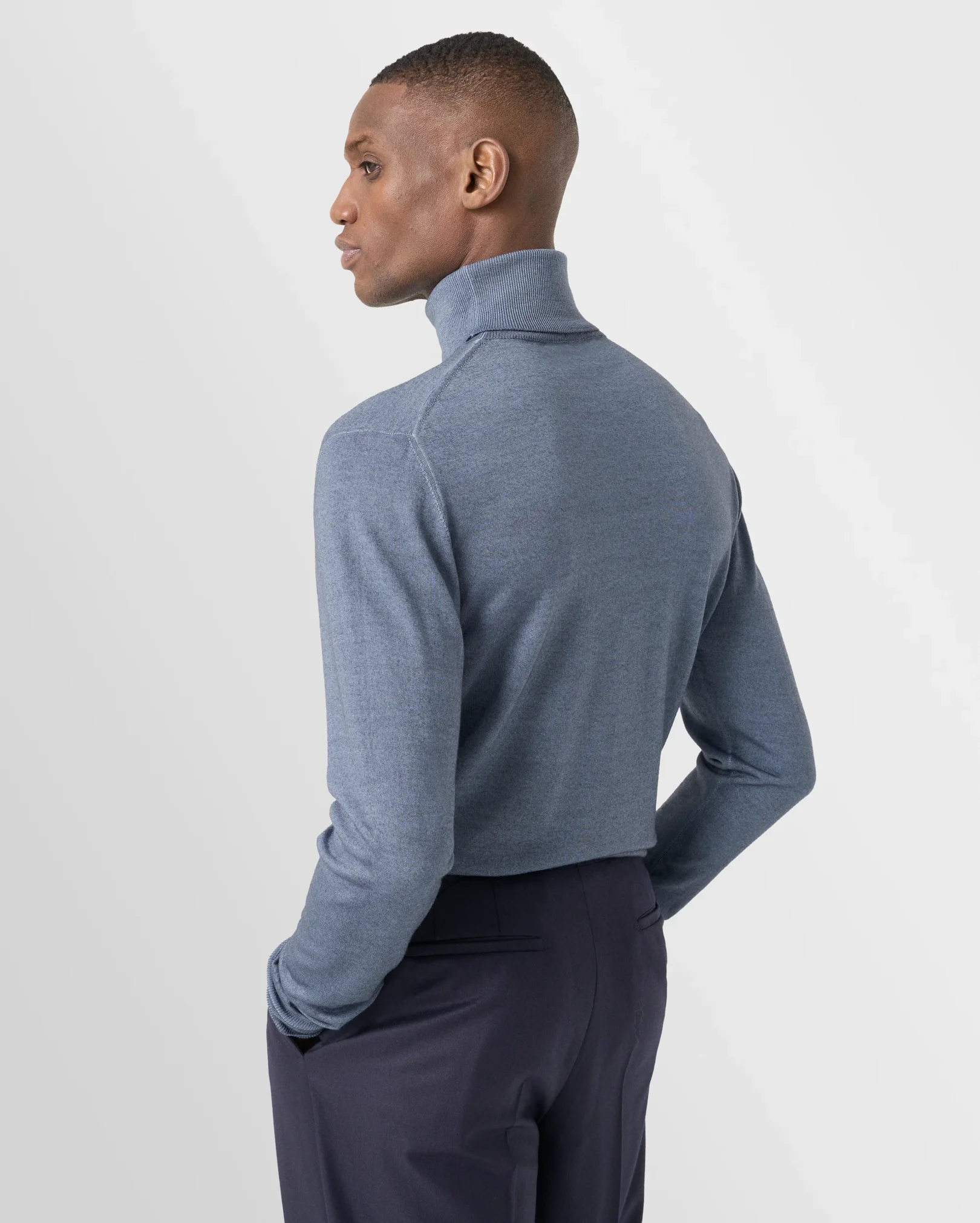 Eton - light blue merino vintage turtle neck
