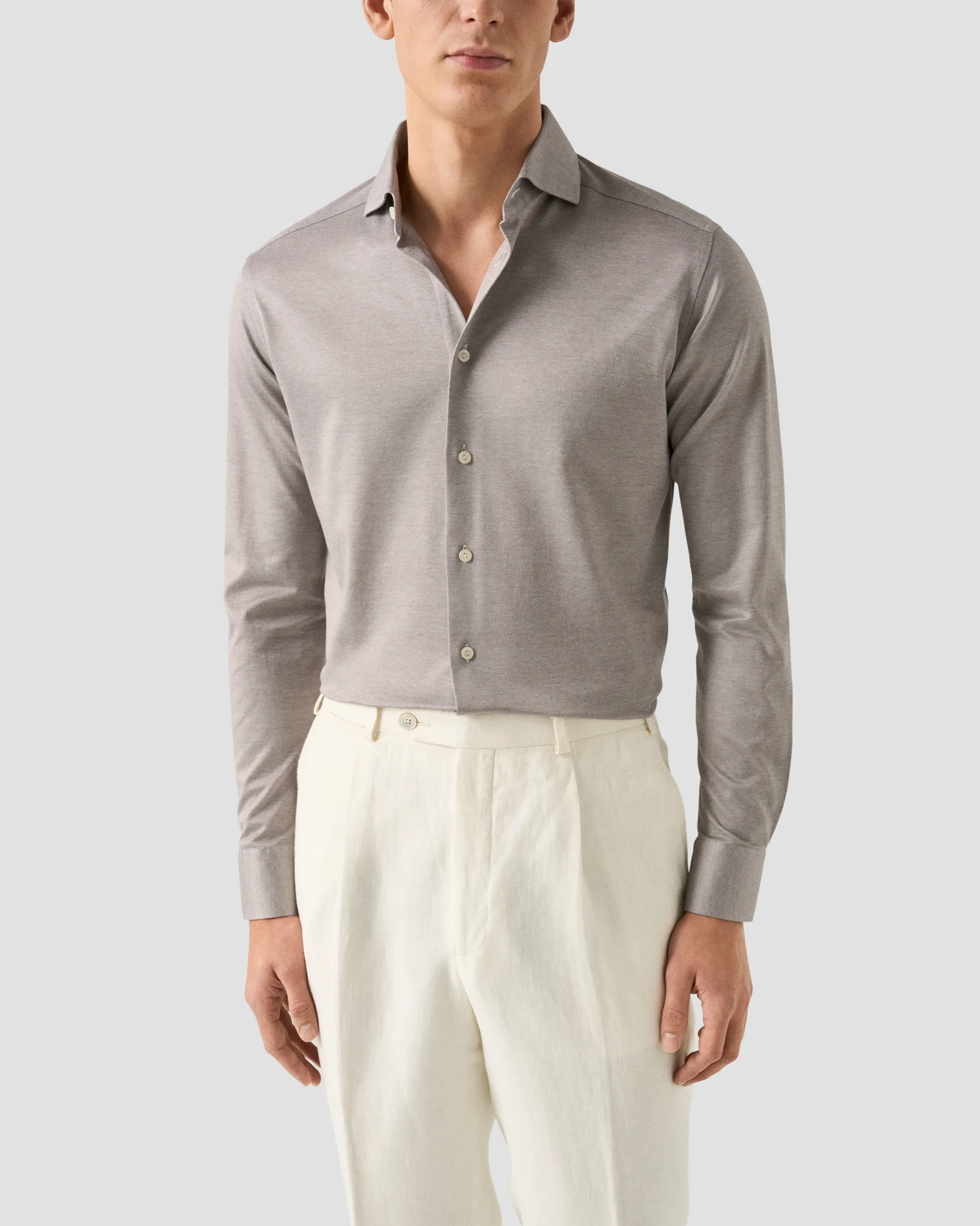 Eton - brown filo di scozia knit shirt 261