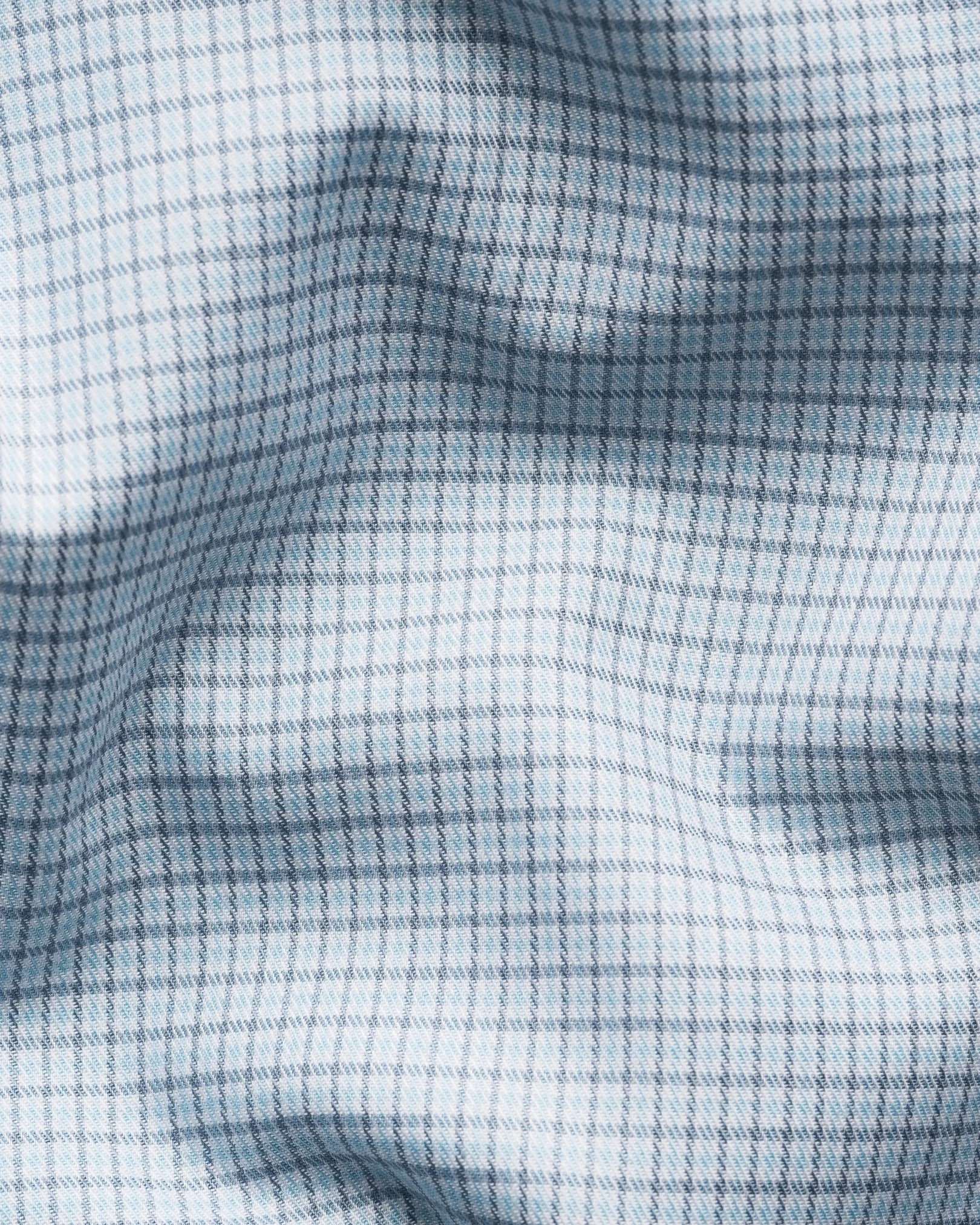 Eton - light blue check fine twill shirt