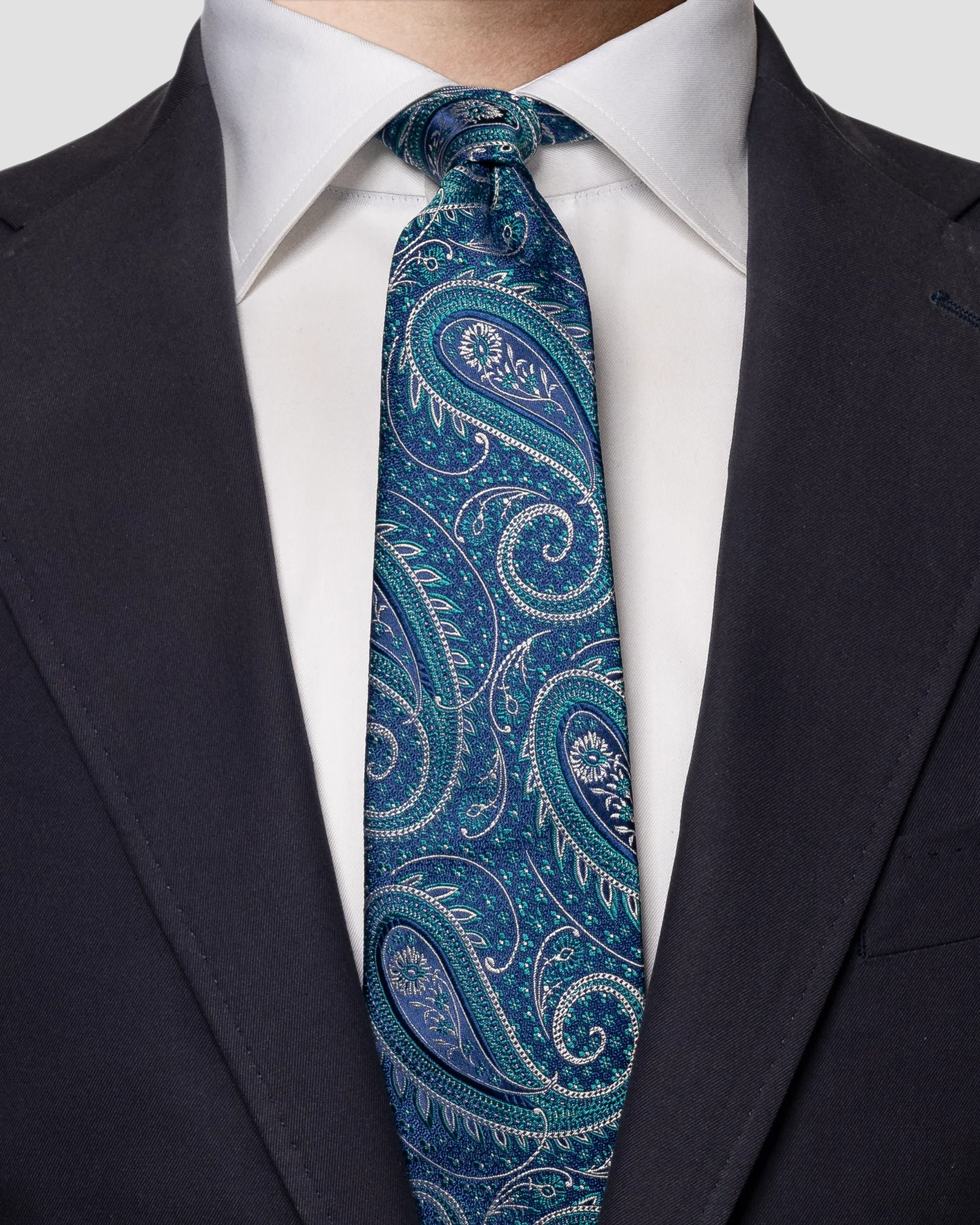 Eton - silk blue paisley tie