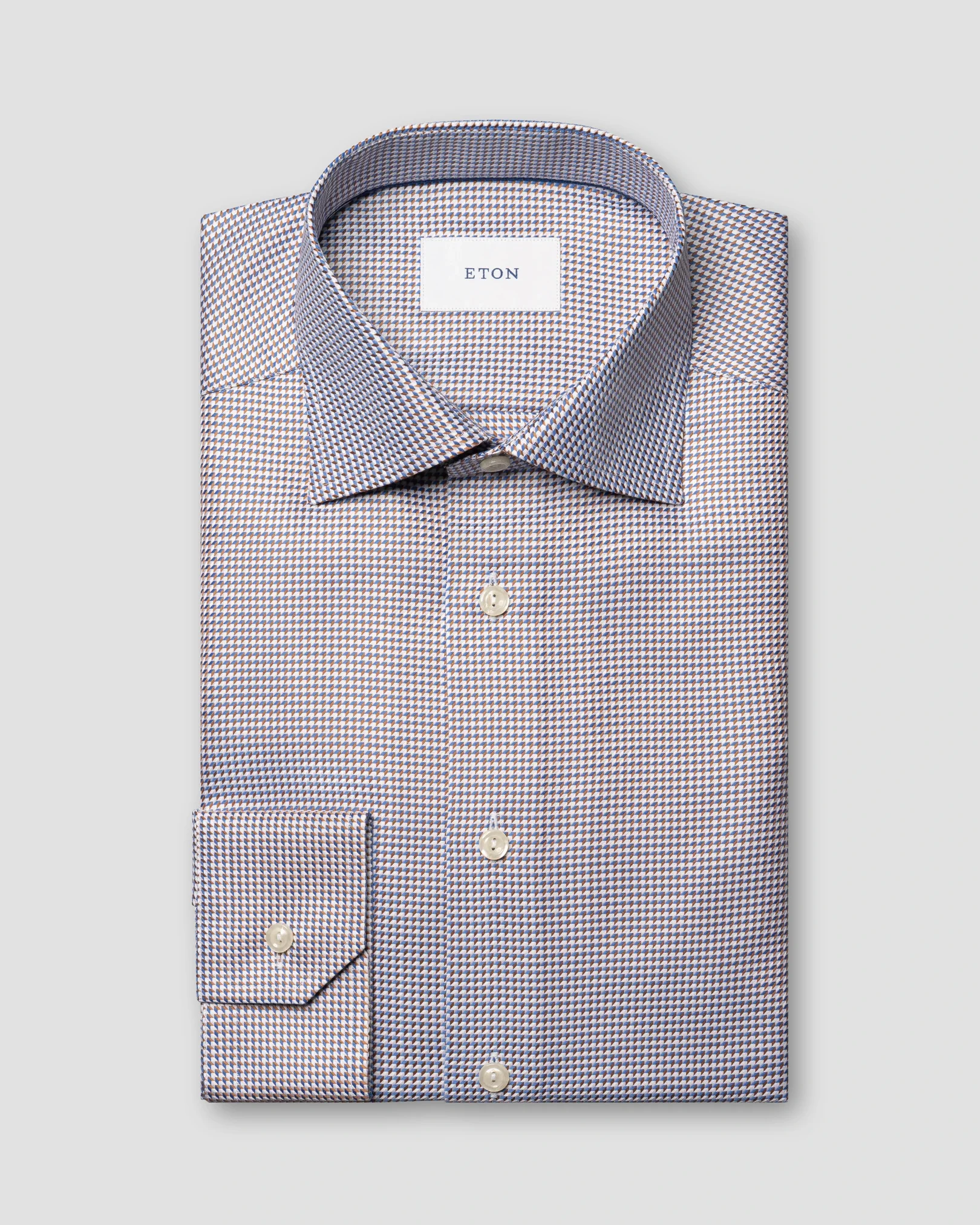 Eton - orange houndstooth king twill shirt