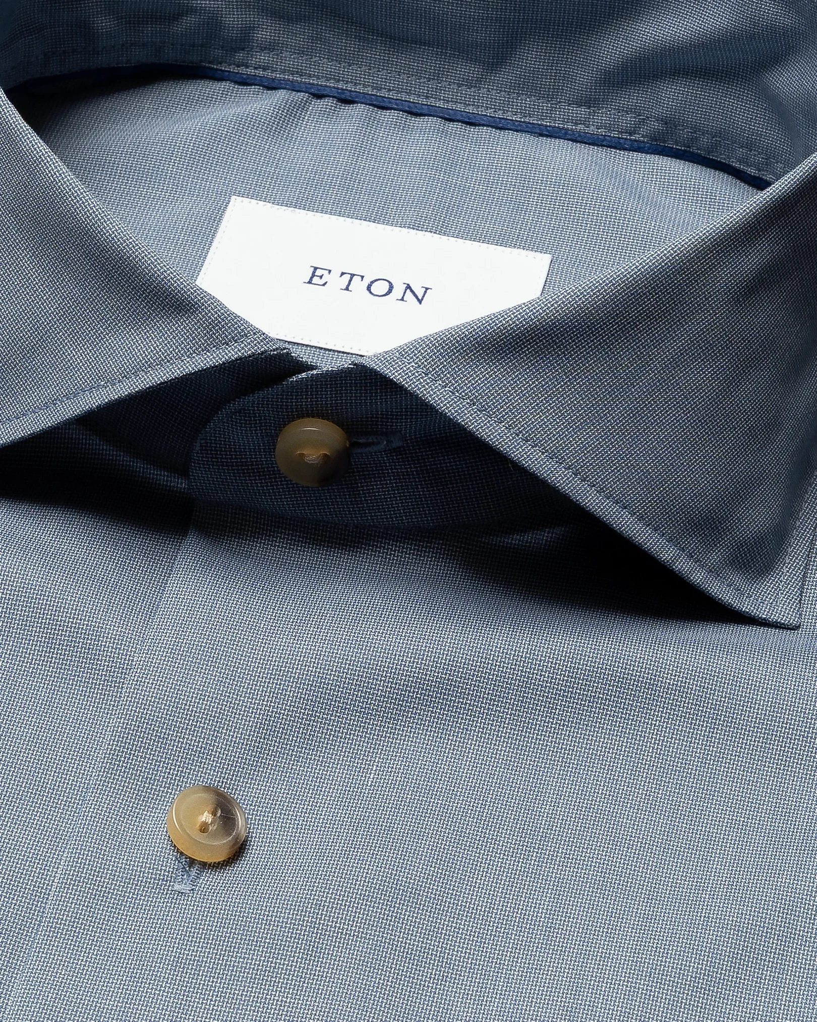 Eton - dark blue solid lighweight poplin shirt