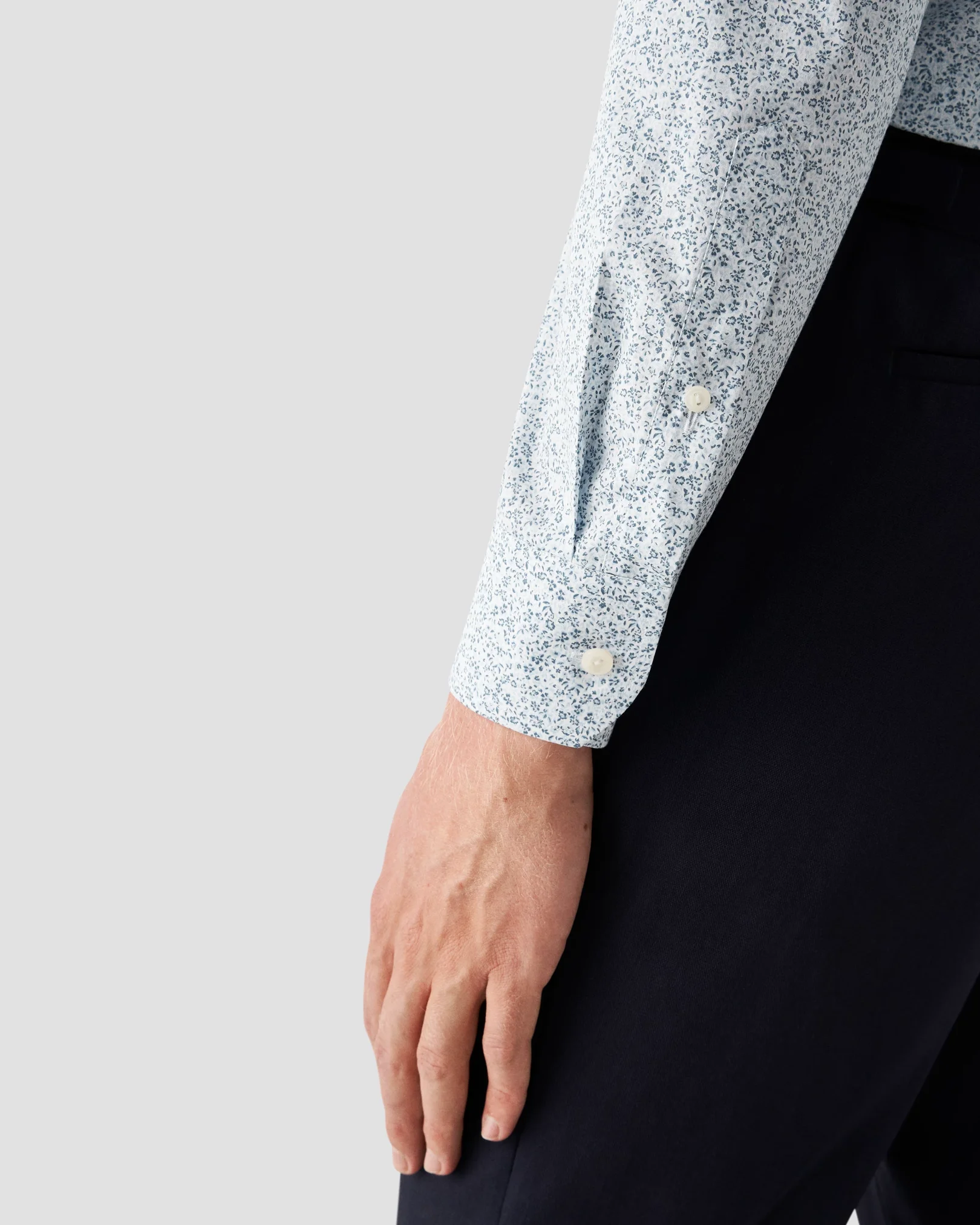 Eton - light blue poplin floral shirt