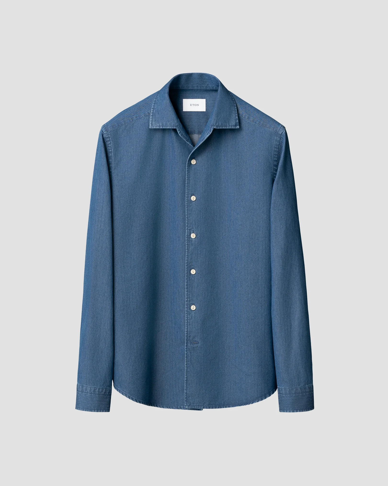Eton - mid blue pin striped denim shirt