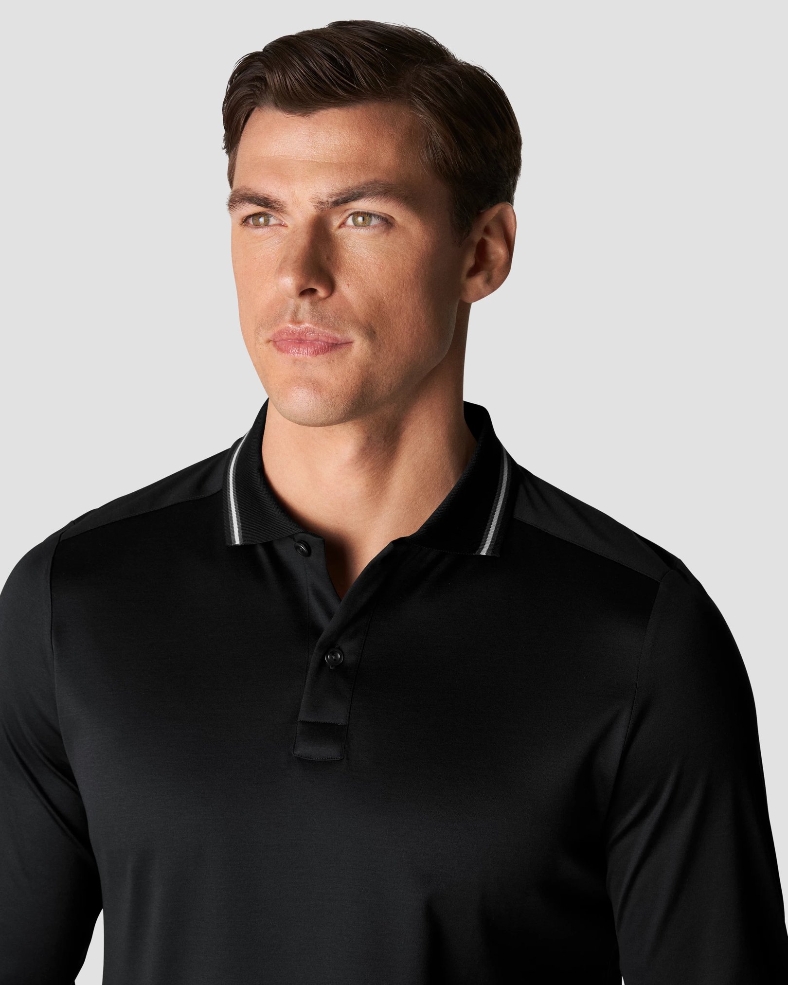 Eton - black jersey knittedcollar