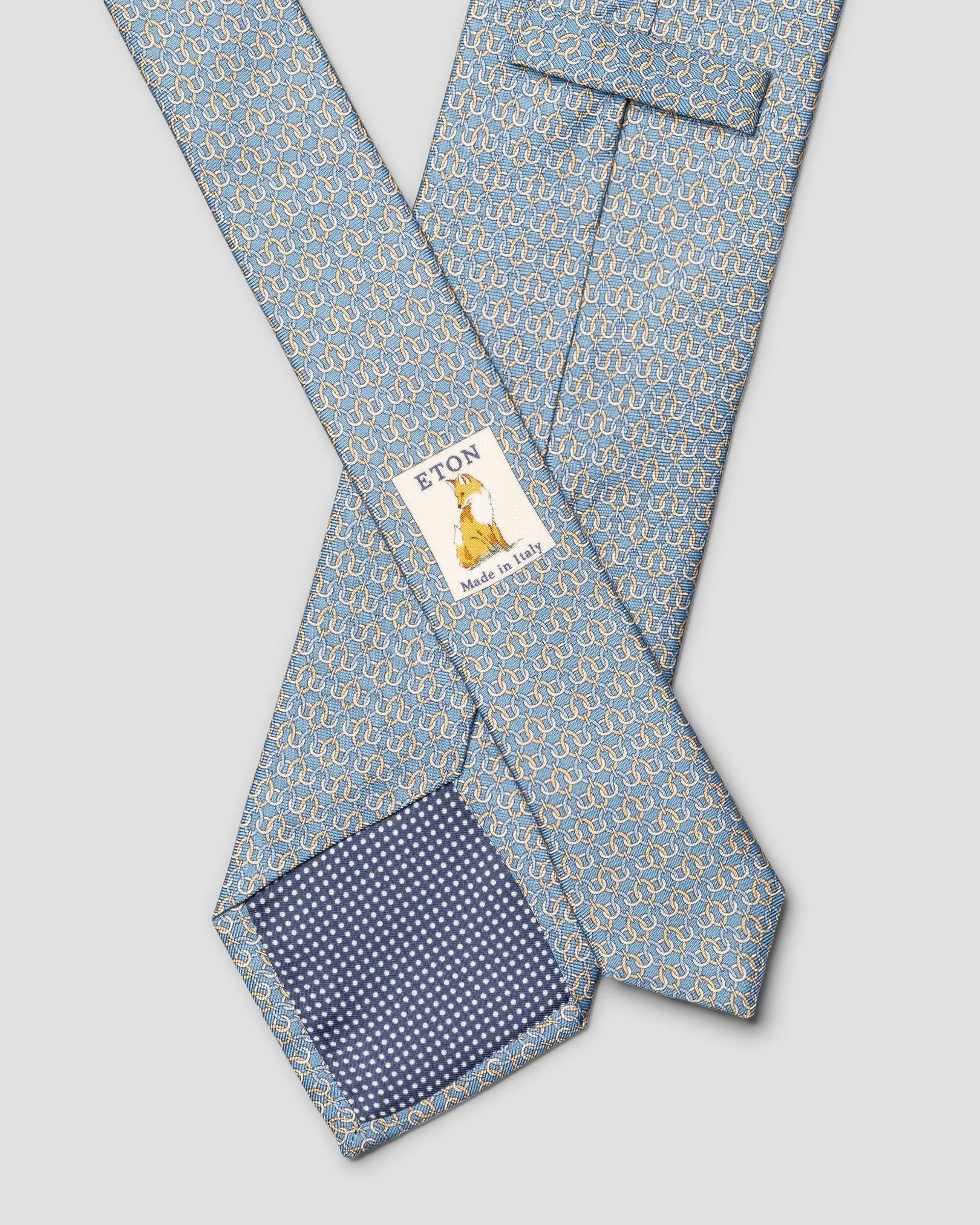Eton - geometric print silk tie light blue geometric print