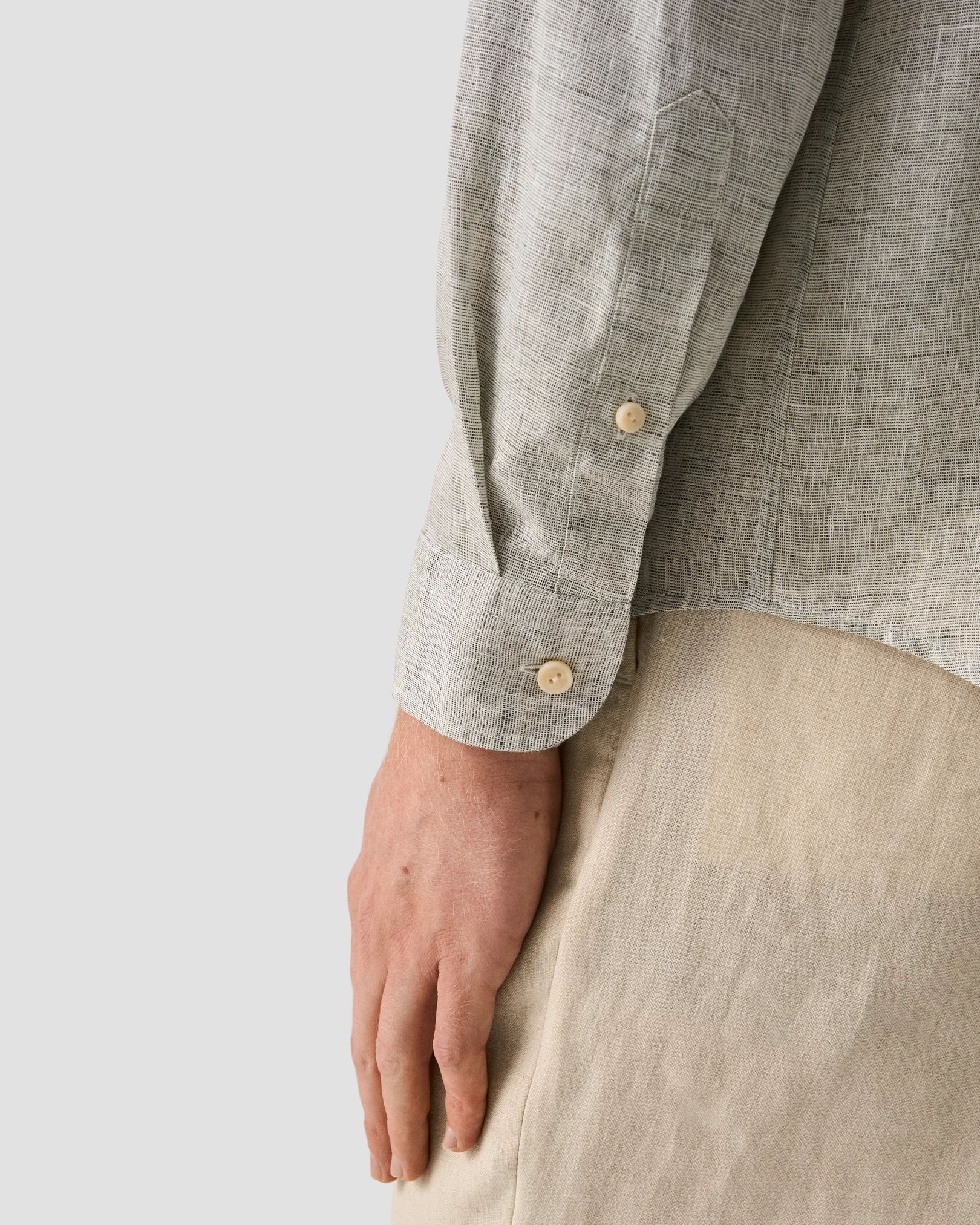 Eton - dark green solid linen shirt