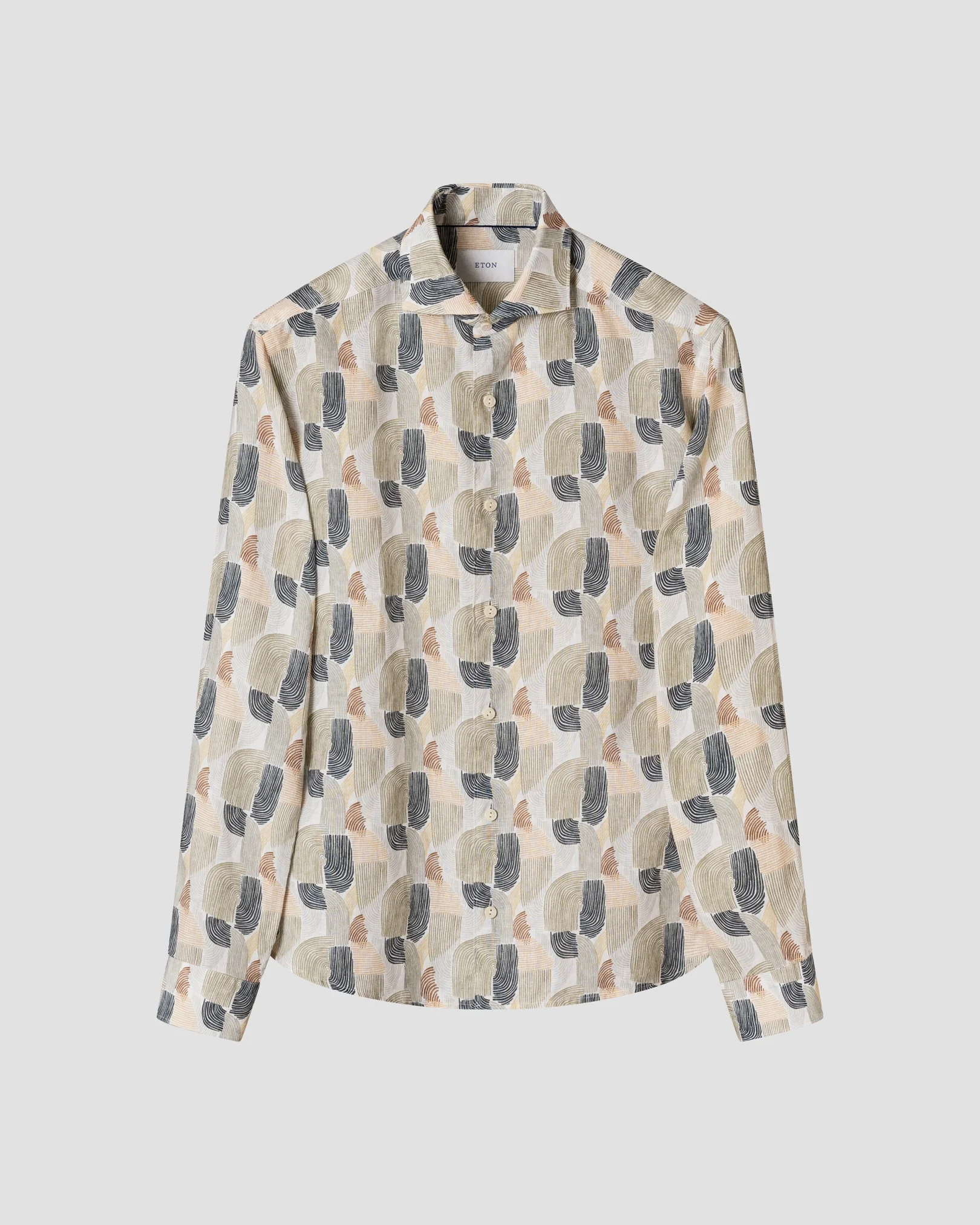 Eton - Geometric Print Linen Shirt