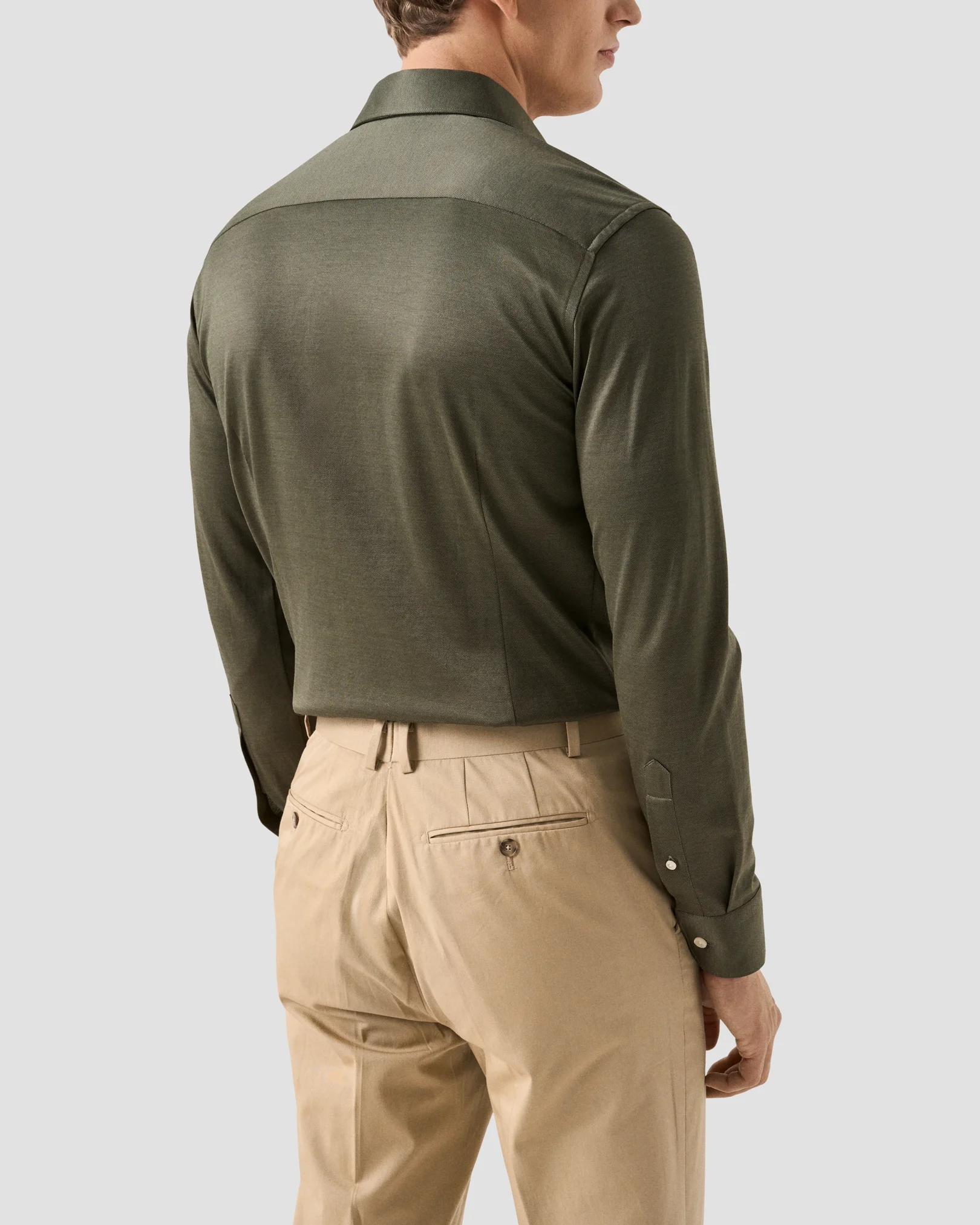 Eton - filo di scozia knit shirt dark green