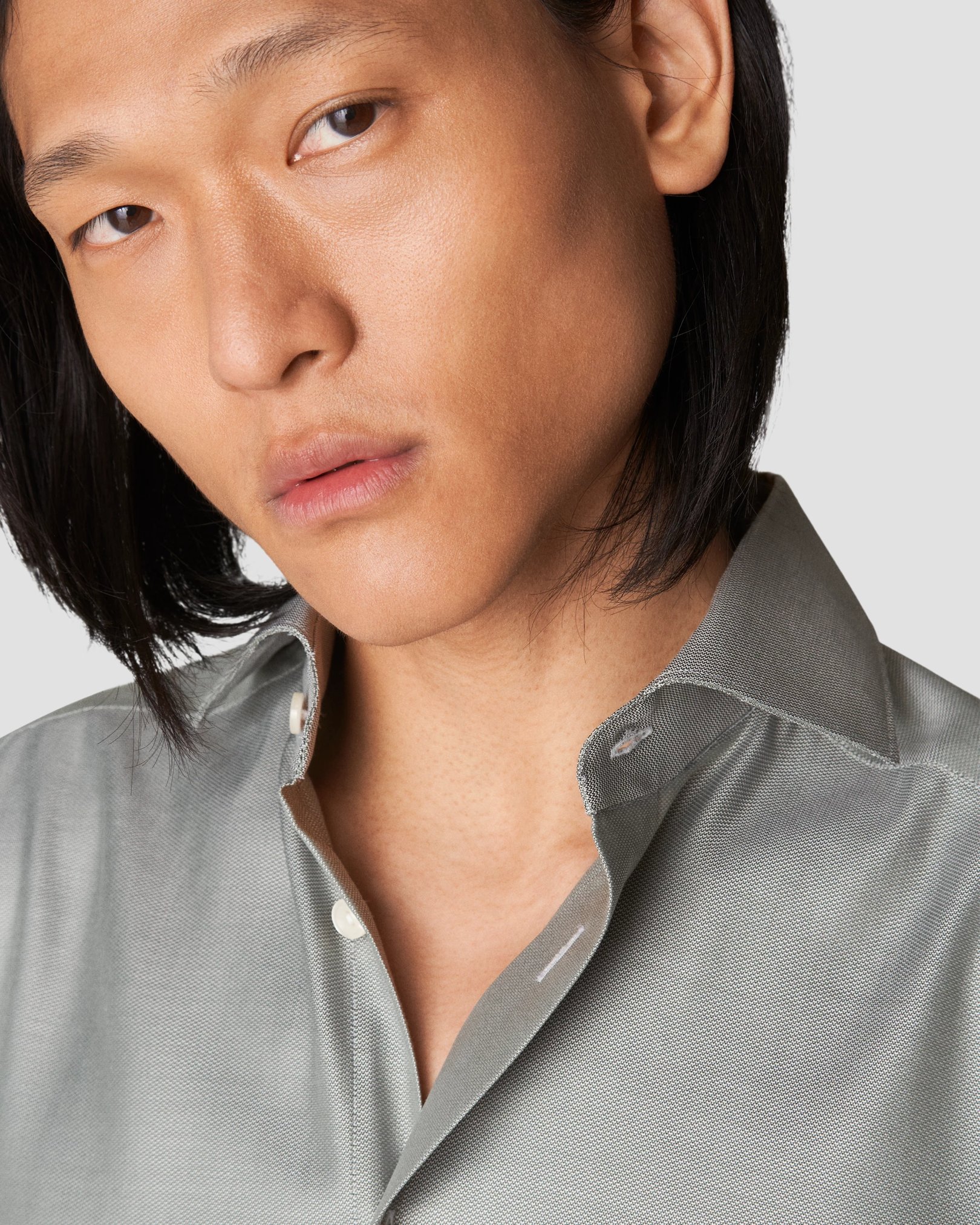 Eton - dark green cotton lyocell stretch