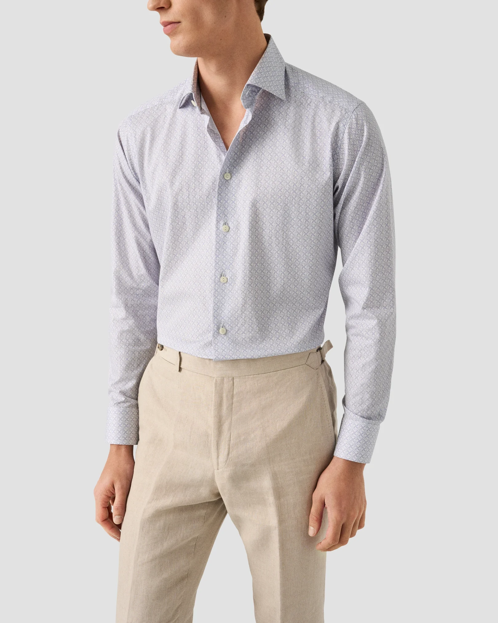 Eton - pink geometric signature twill shirt