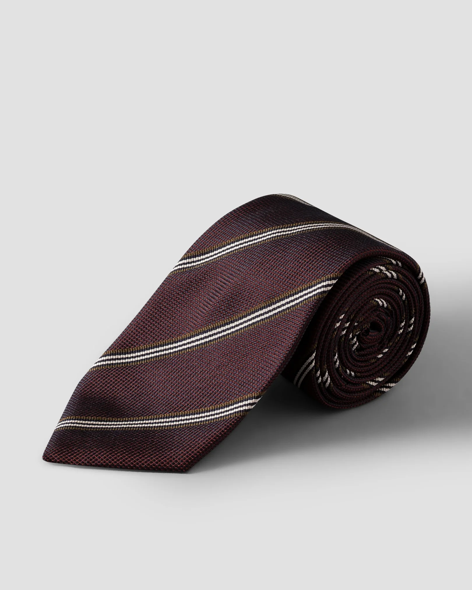 Eton - dark red striped woven silk tie 266