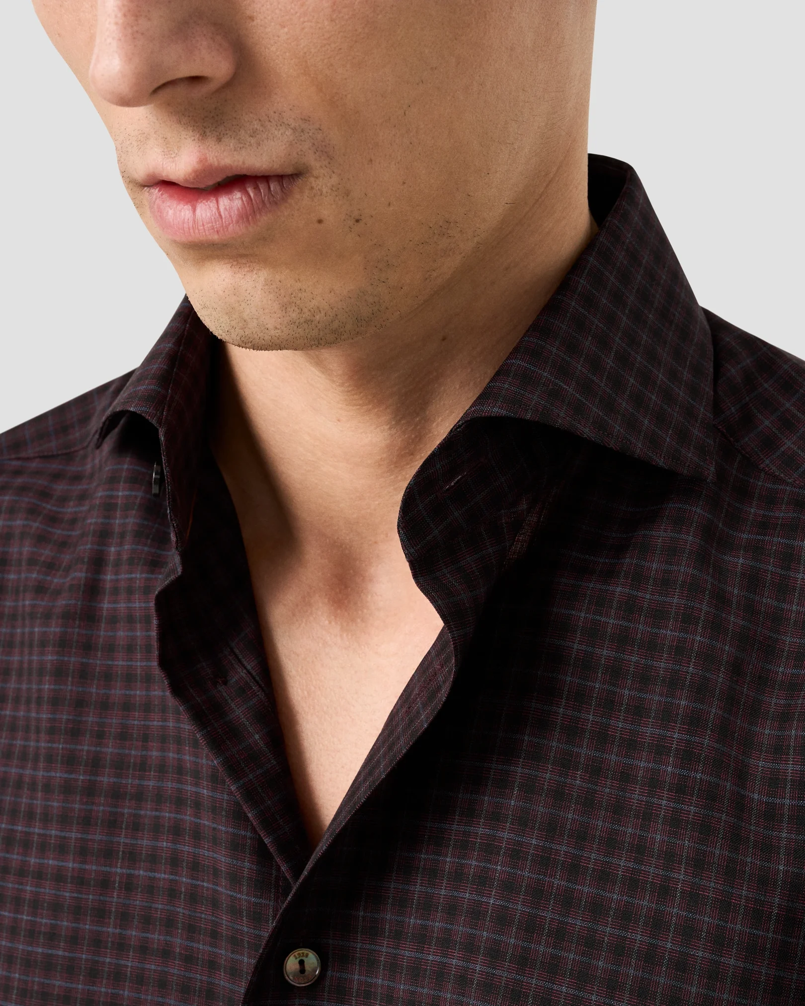 Eton - red check merino shirt