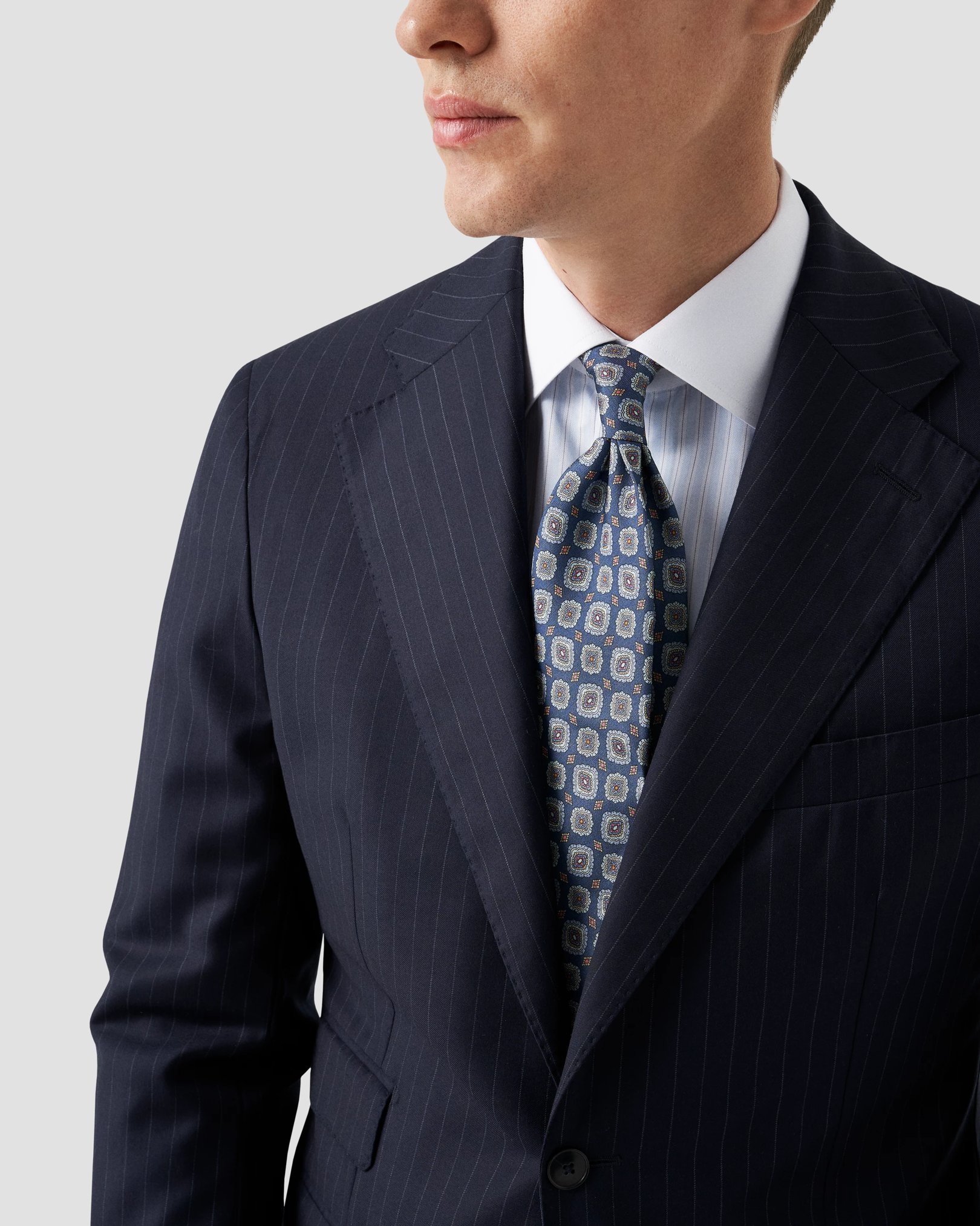 Eton - light blue striped signature twill shirt