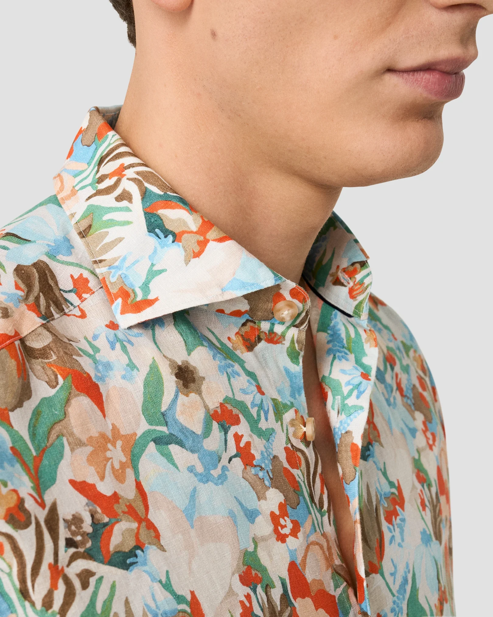 Eton - floral linen print shirt