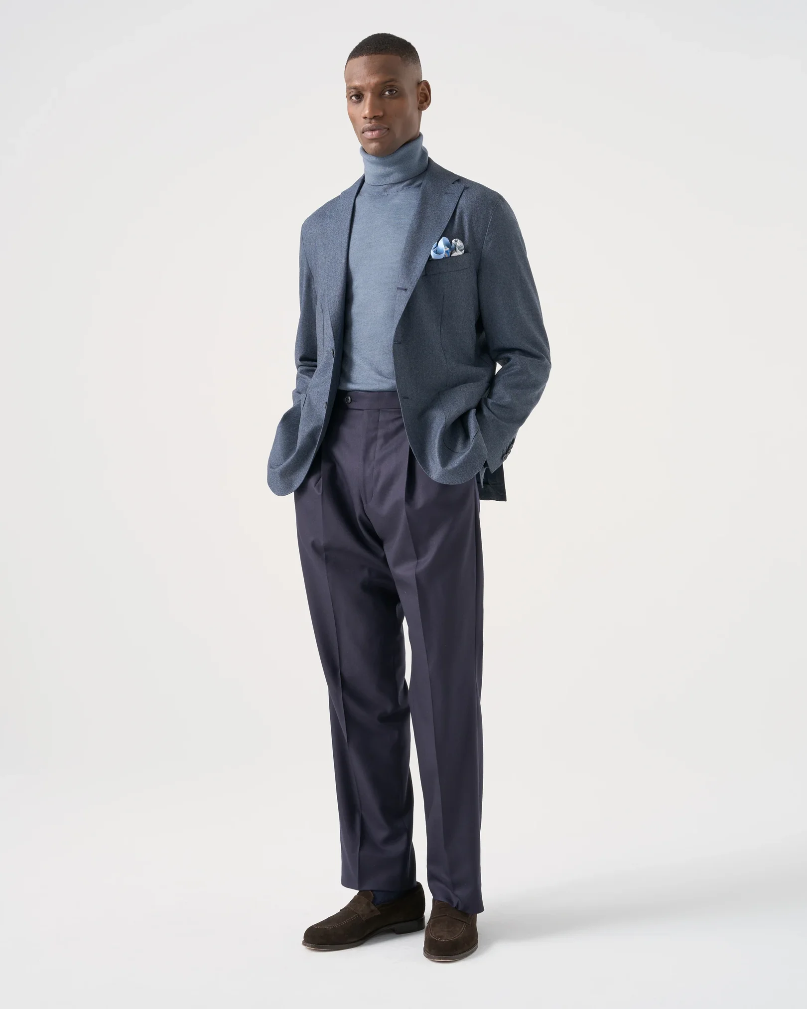 Eton - light blue merino vintage turtle neck