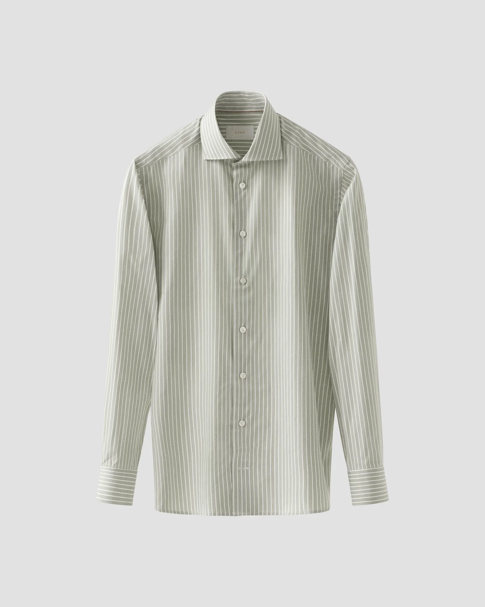 Eton - light green cotton and silk stripe shirt