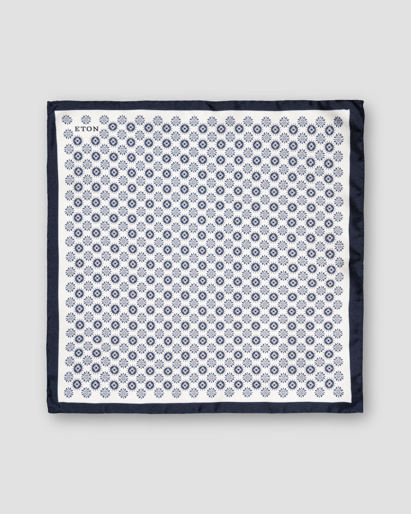 Eton - white geometric silk pocket square