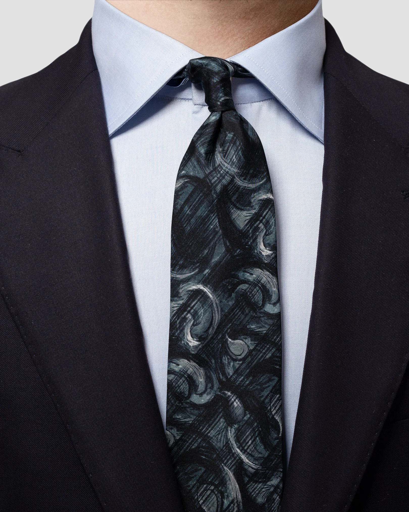 Eton - black geometric silk tie