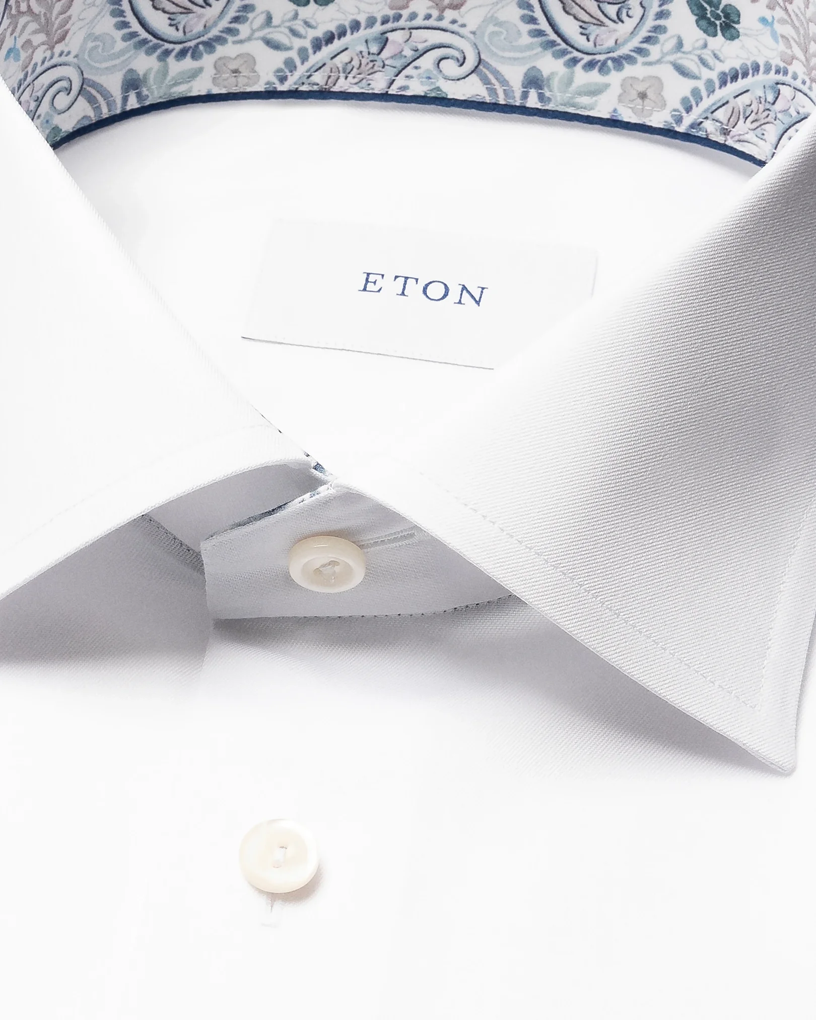 Eton - white solid paisley effect shirt cut away single slim
