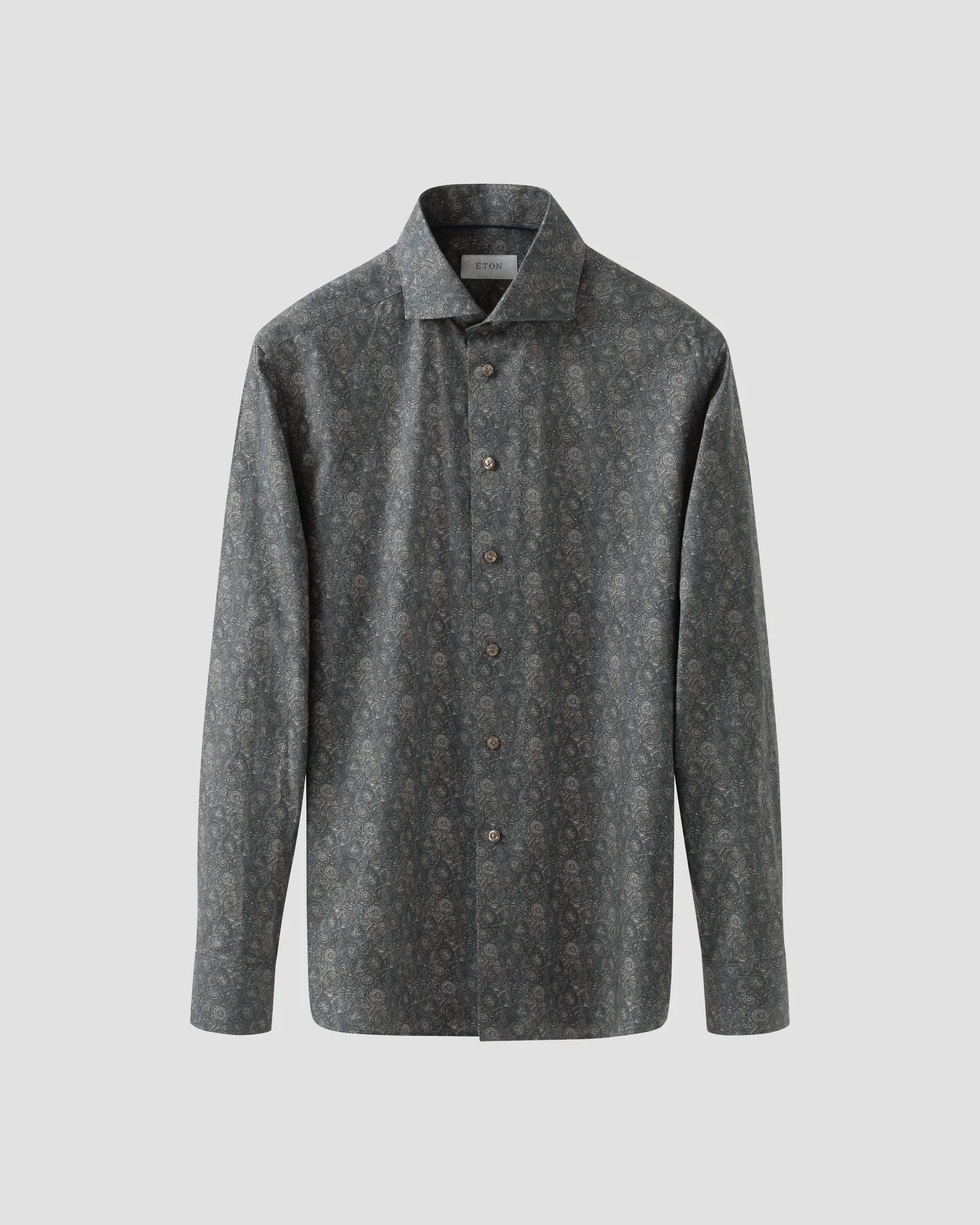 Eton - brown motif signature twill shirt