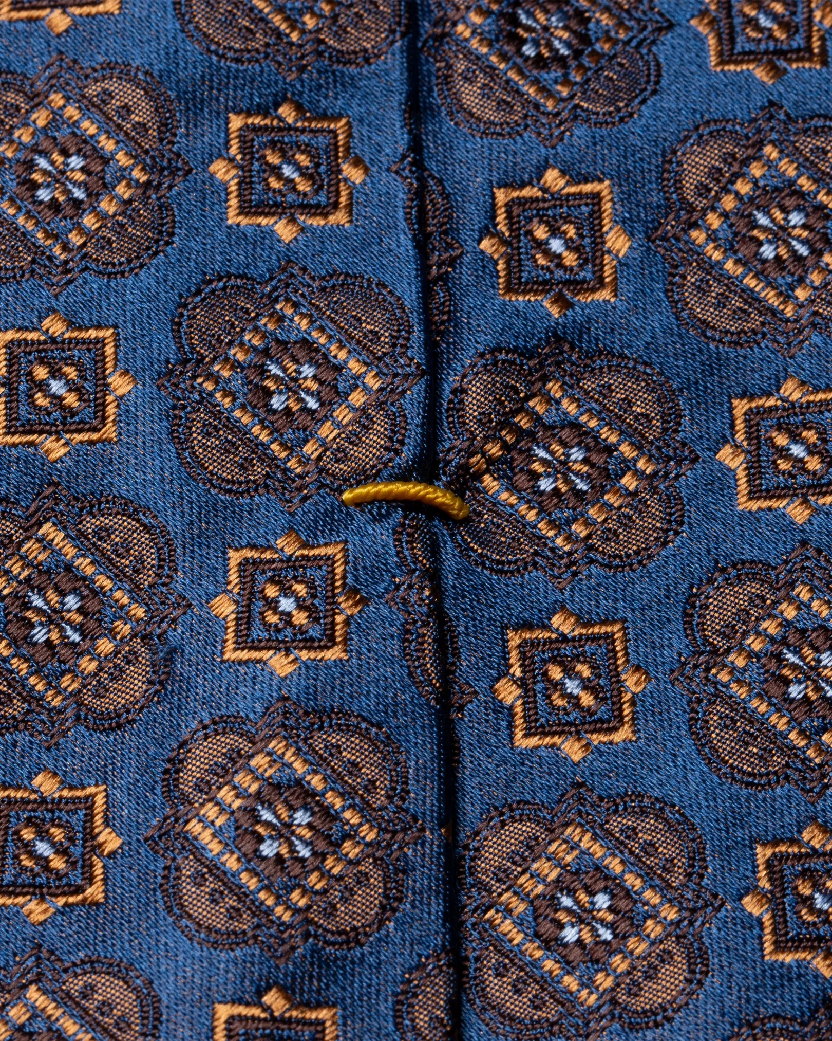 Navy Blue Silk Tie — Medallion Pattern - Eton