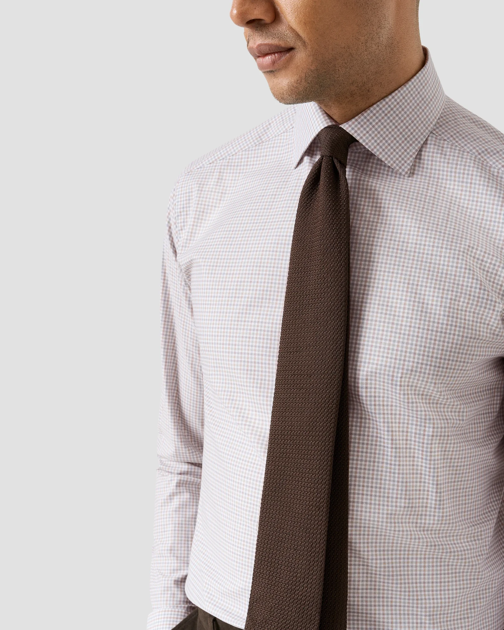 Eton - micro check twill shirt cutaway collar