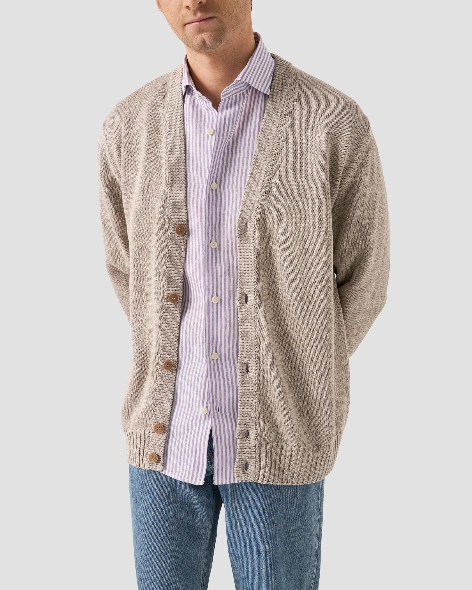Eton - striped linen shirt wide spread 261