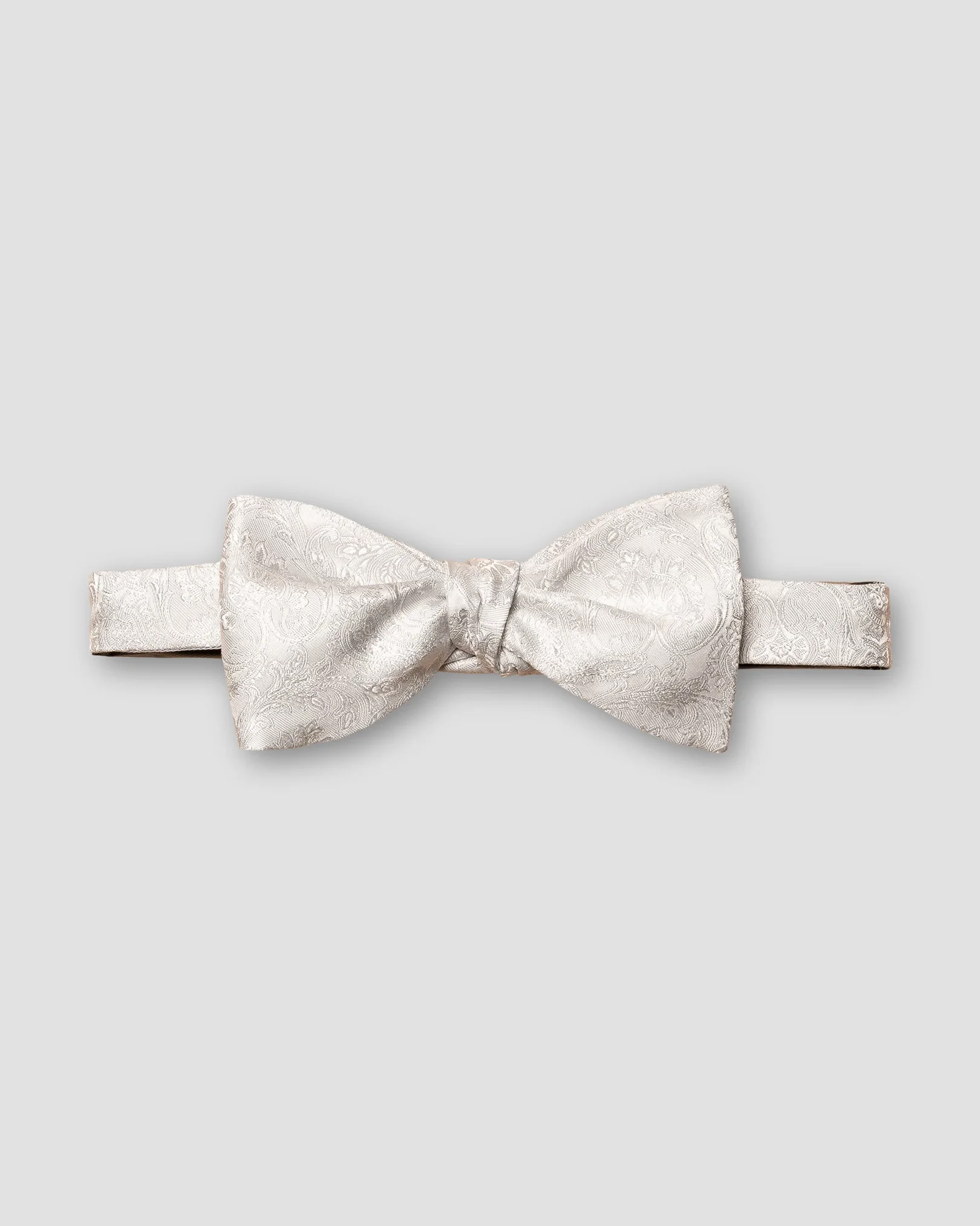 Silver Paisley Woven Silk Bow Tie - Self Tie"