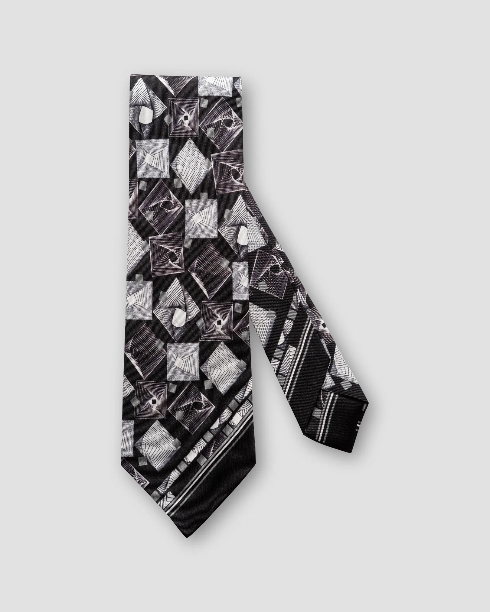 Eton - true black geometric print retrofuture silk tie