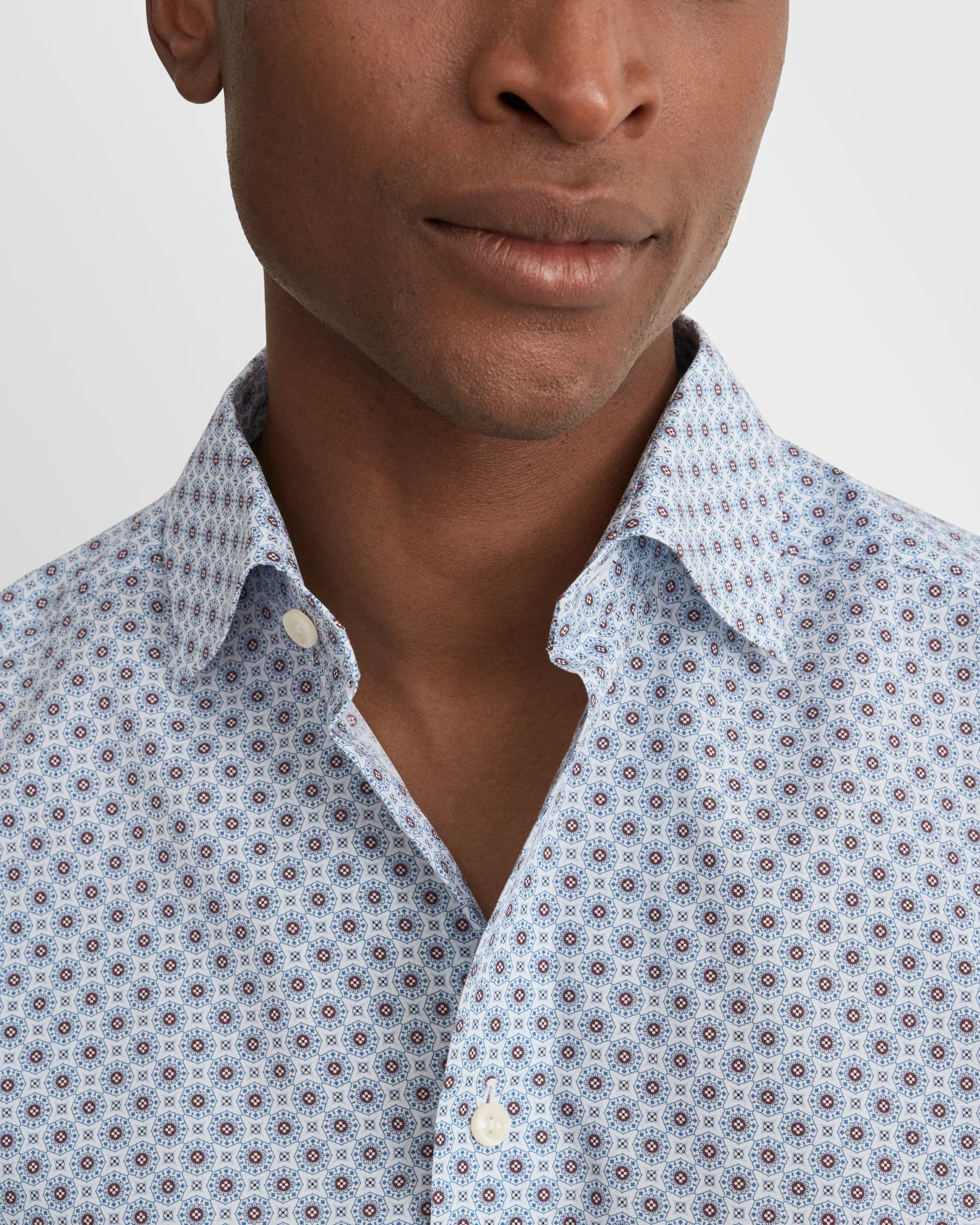 Eton - dark blue geometric print signature twill shirt 263